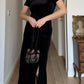Pure velvet black long dress