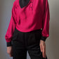 Pure silk black and cyclamen blouse