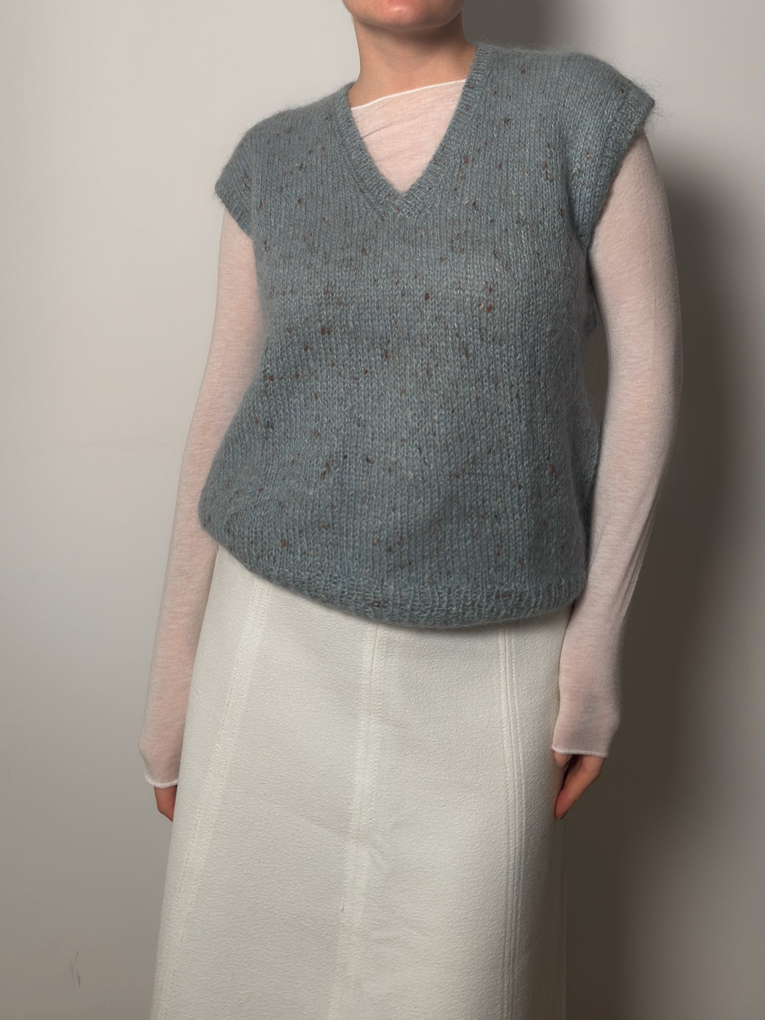 Pure wool handmade sky vest