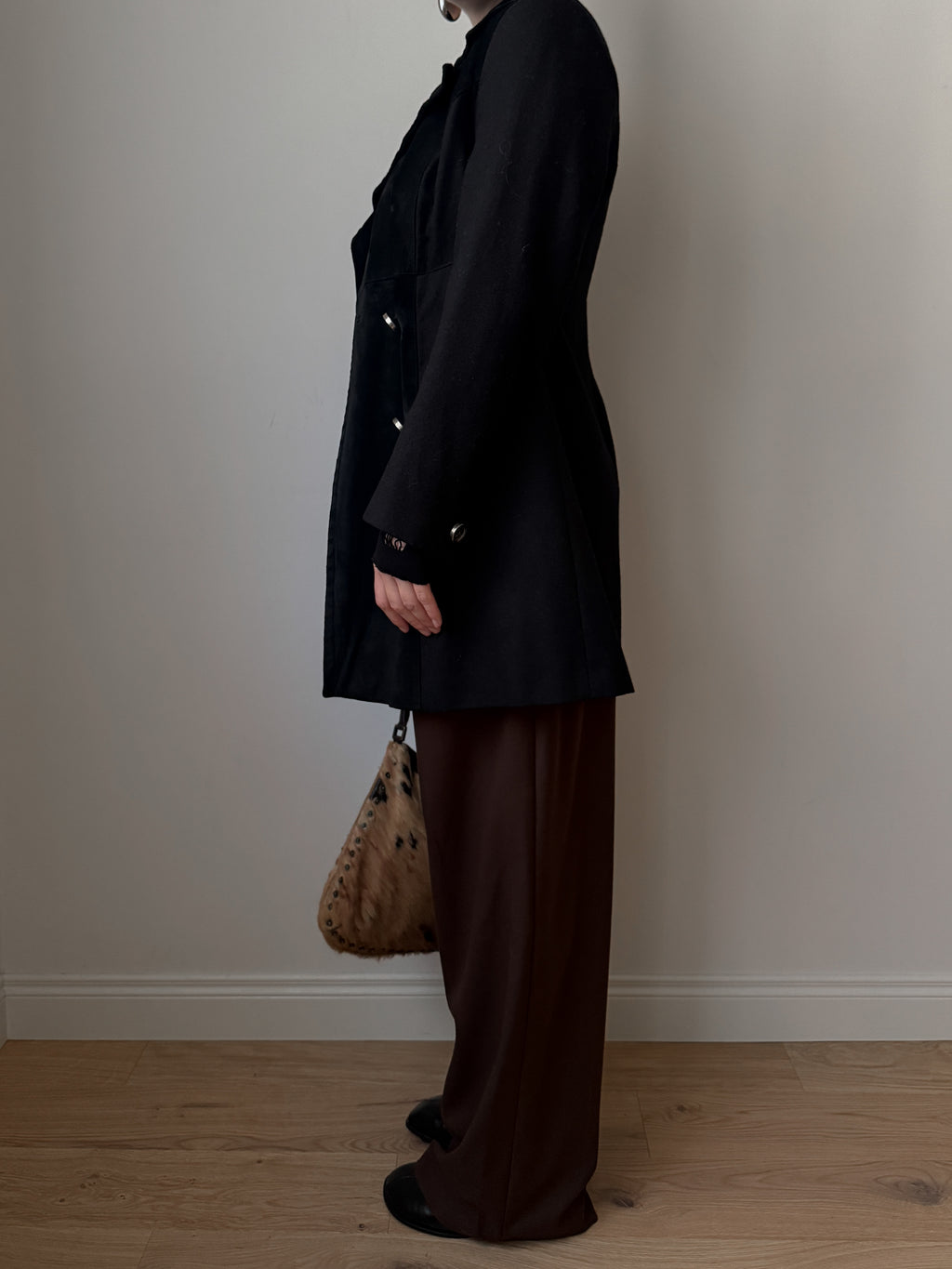 Suede and wool black jacket