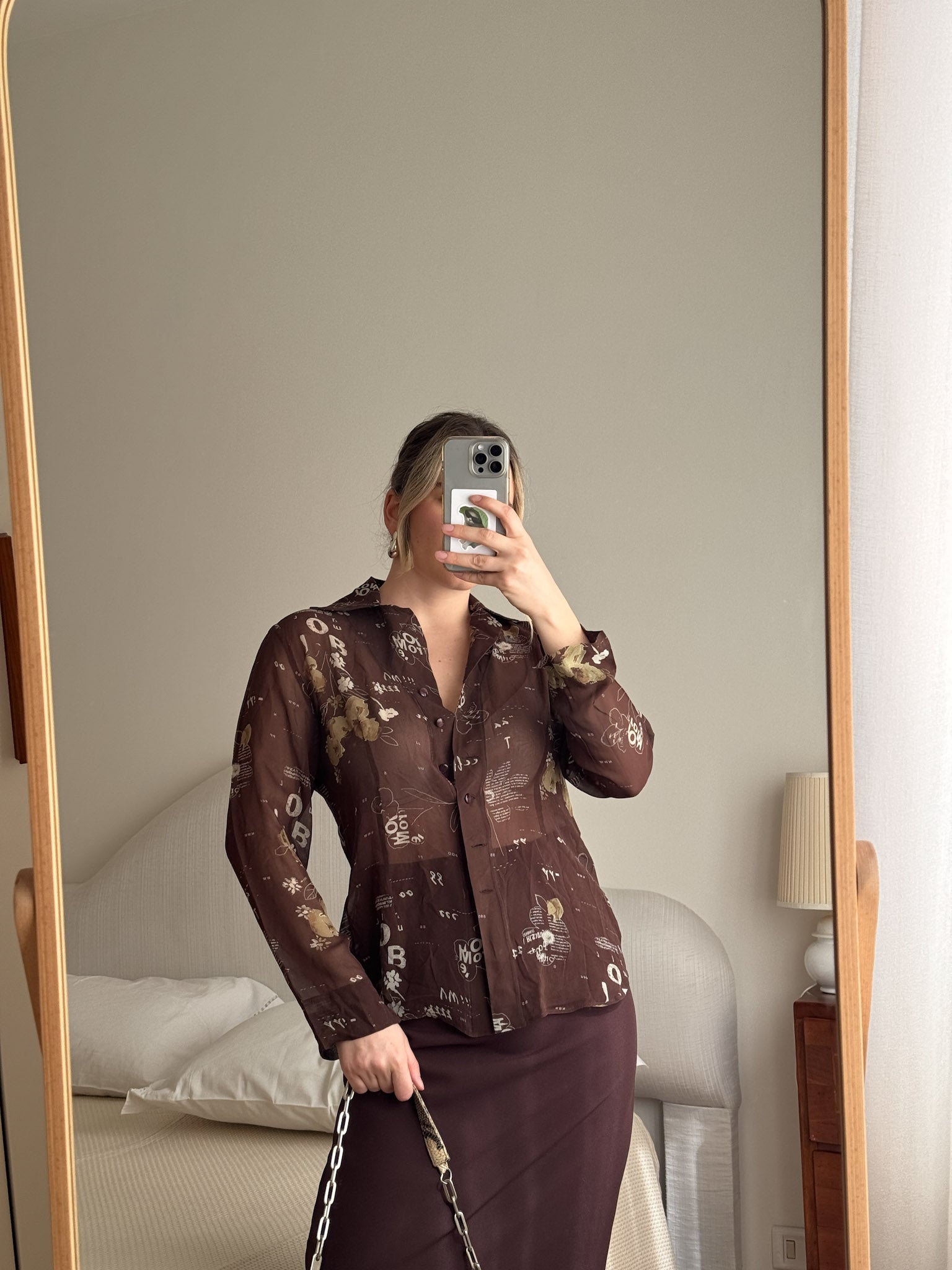Pure silk chocolate shirt