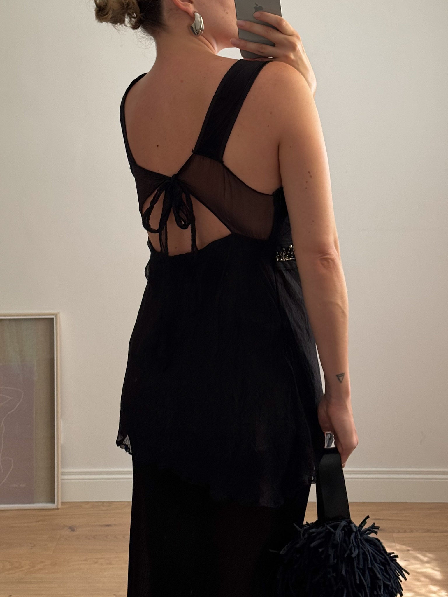 Pure silk black top