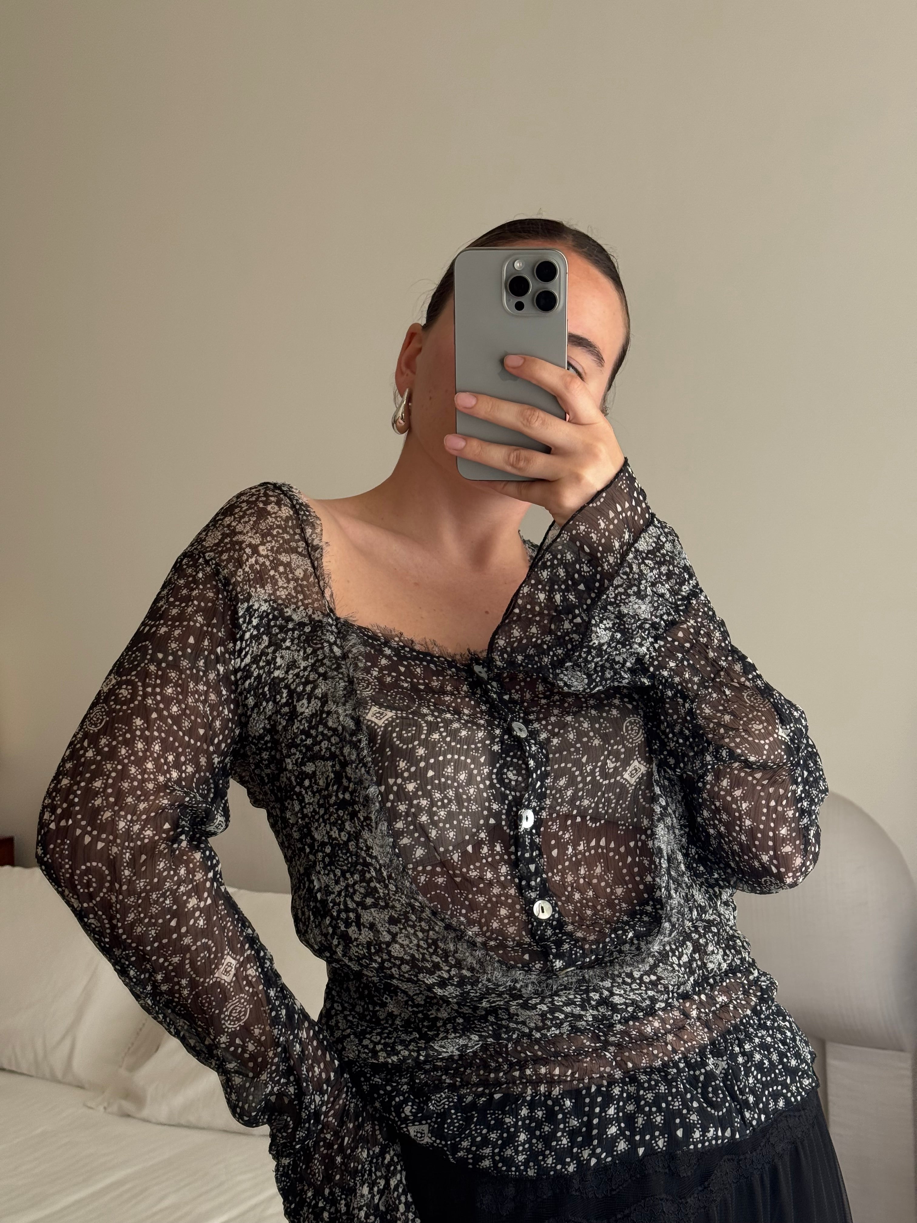 Pure silk printed blouse