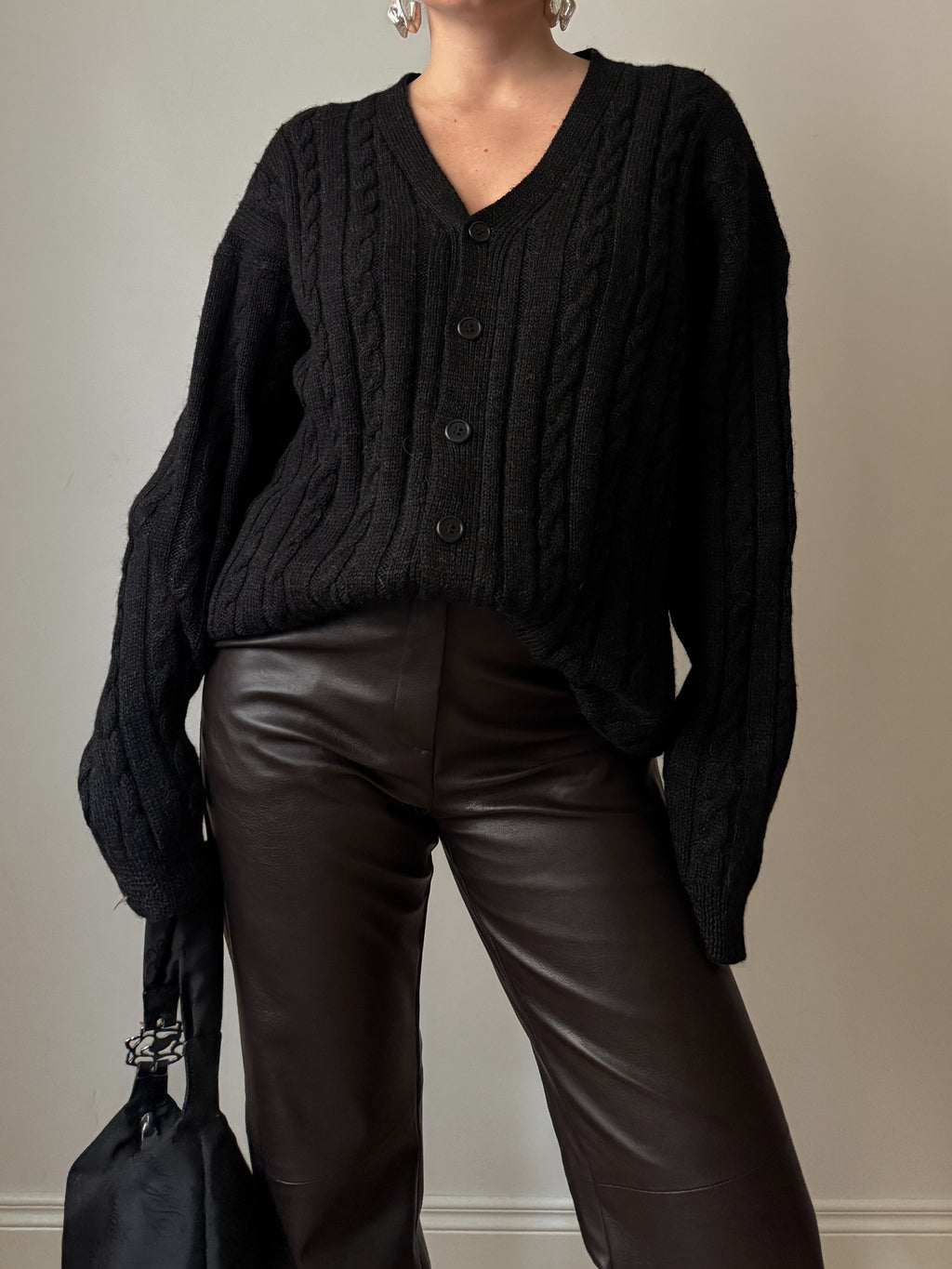 Pure wool anthracite cardigan