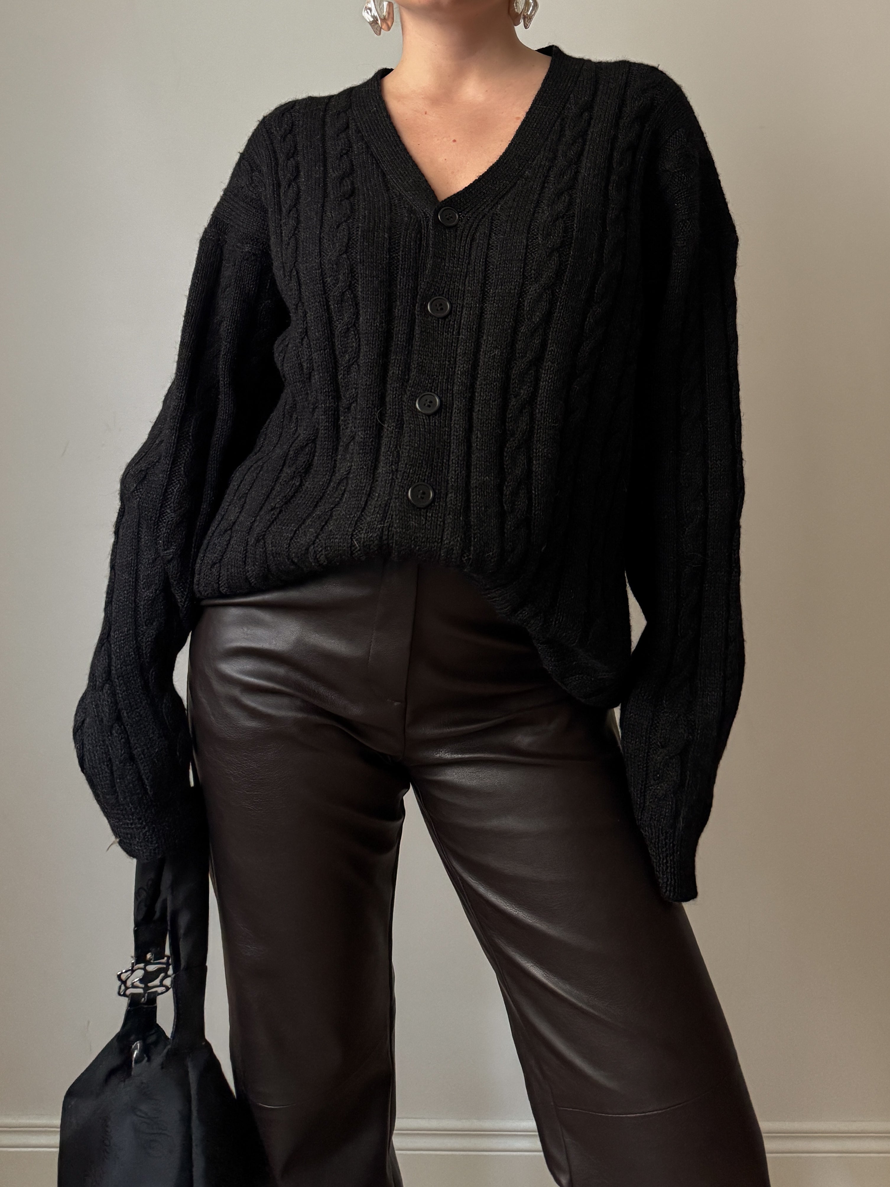 Pure wool anthracite cardigan