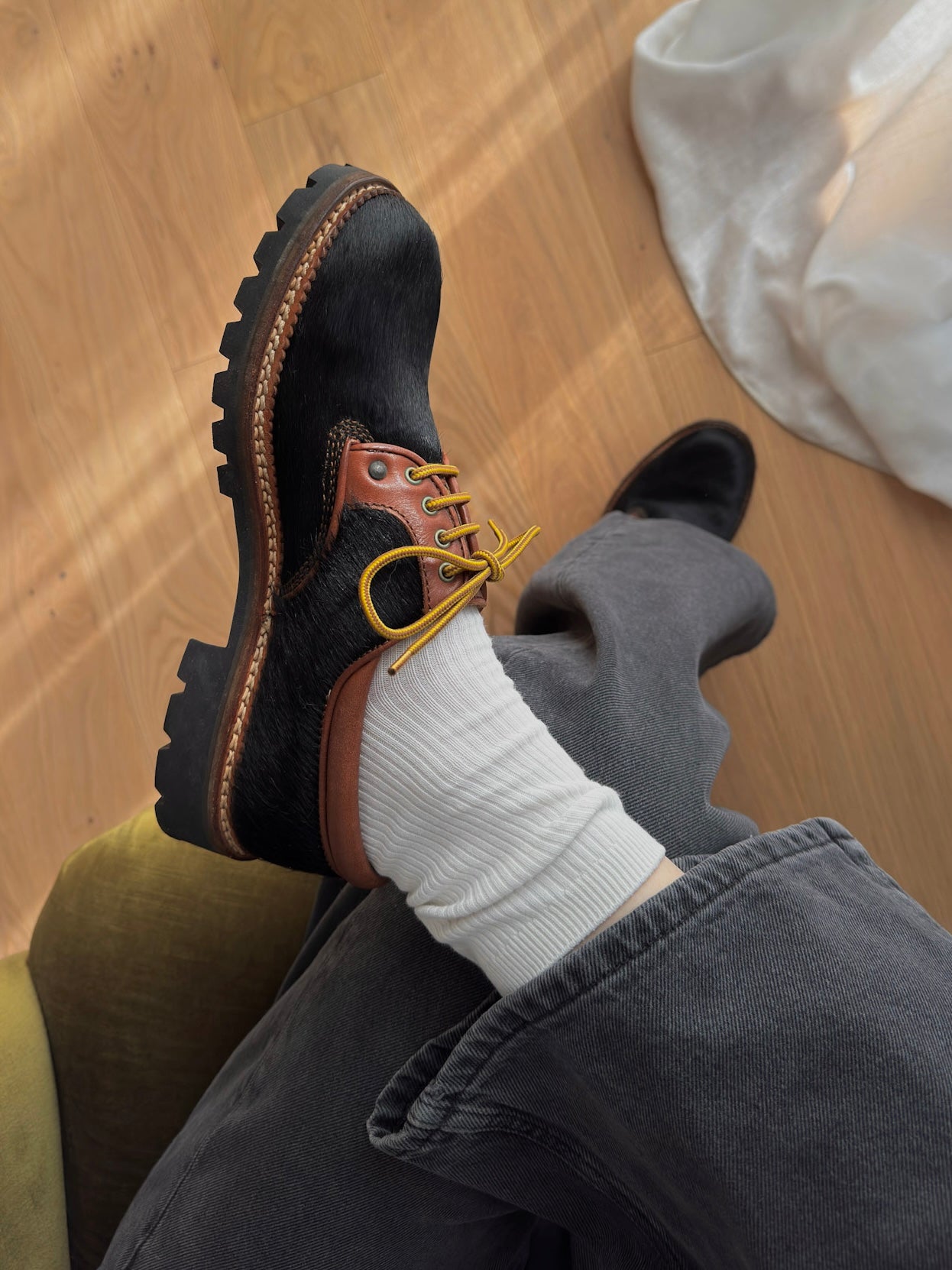 Leather and ponyskin shoes