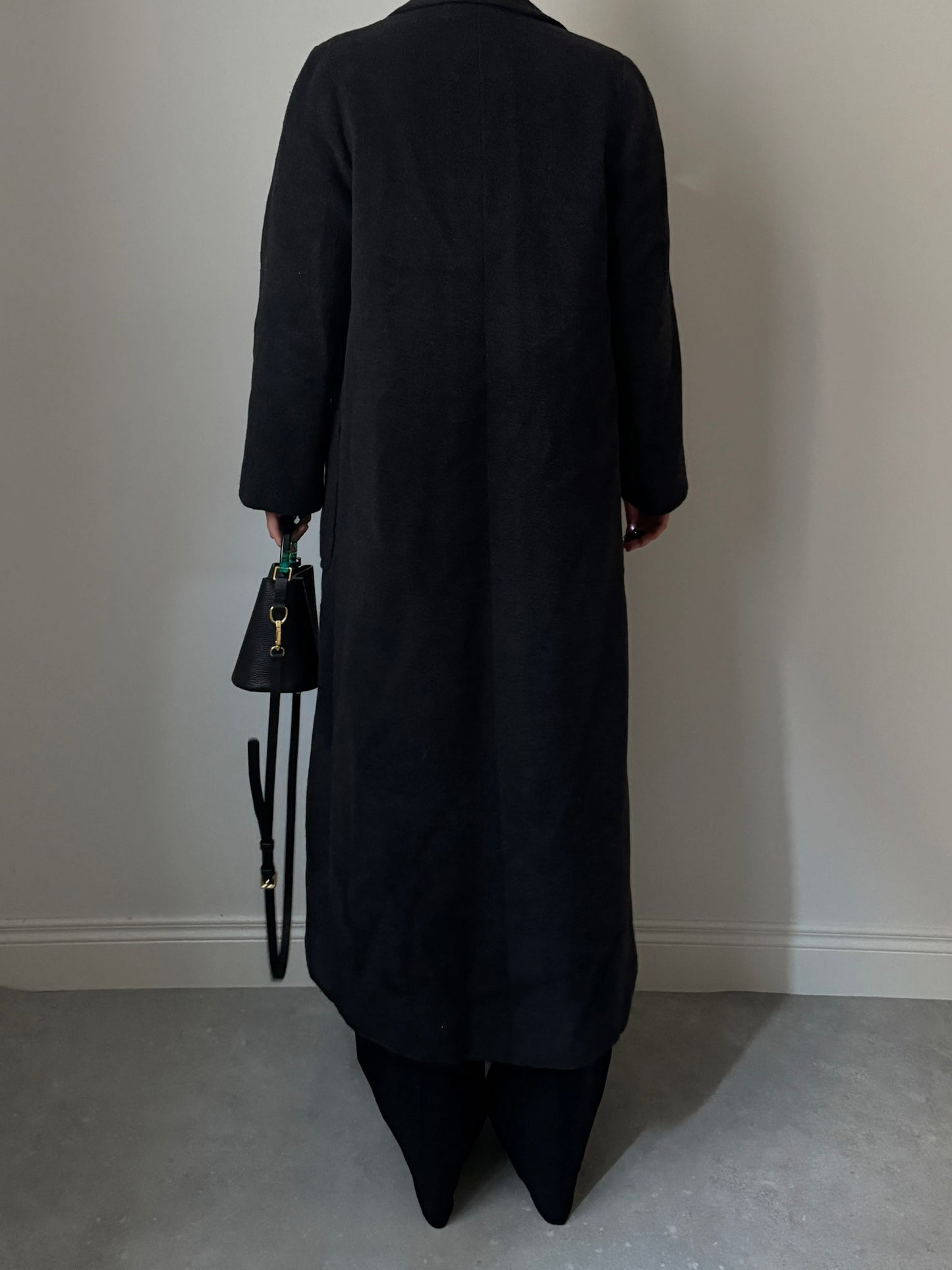 Pure wool anthracite long coat