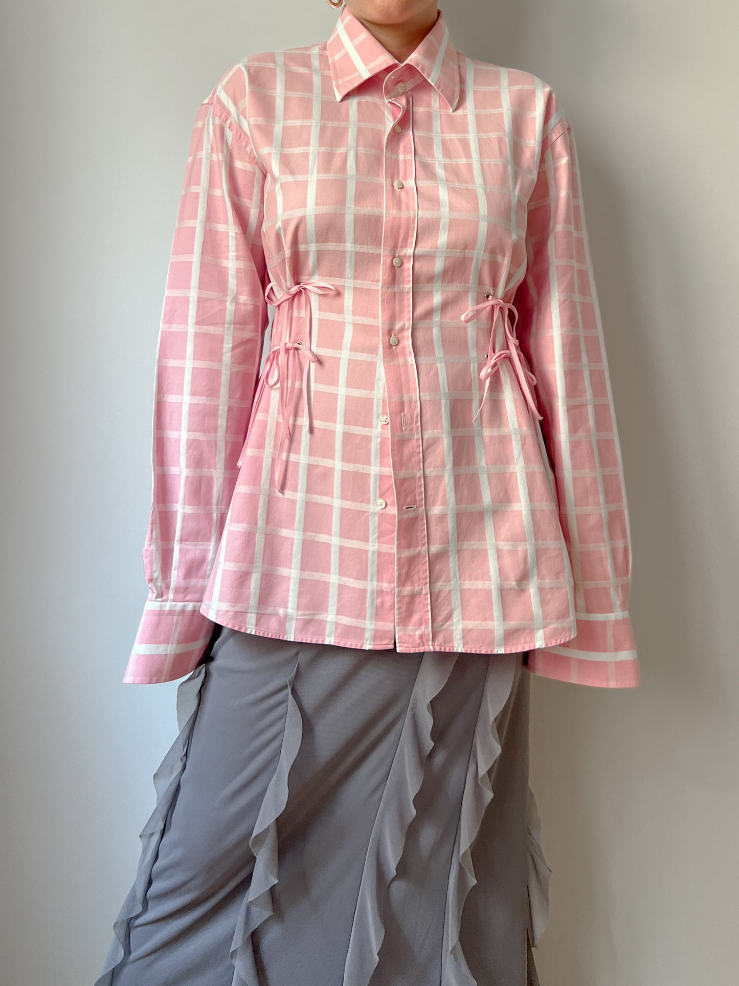 Isotta check pink cotton