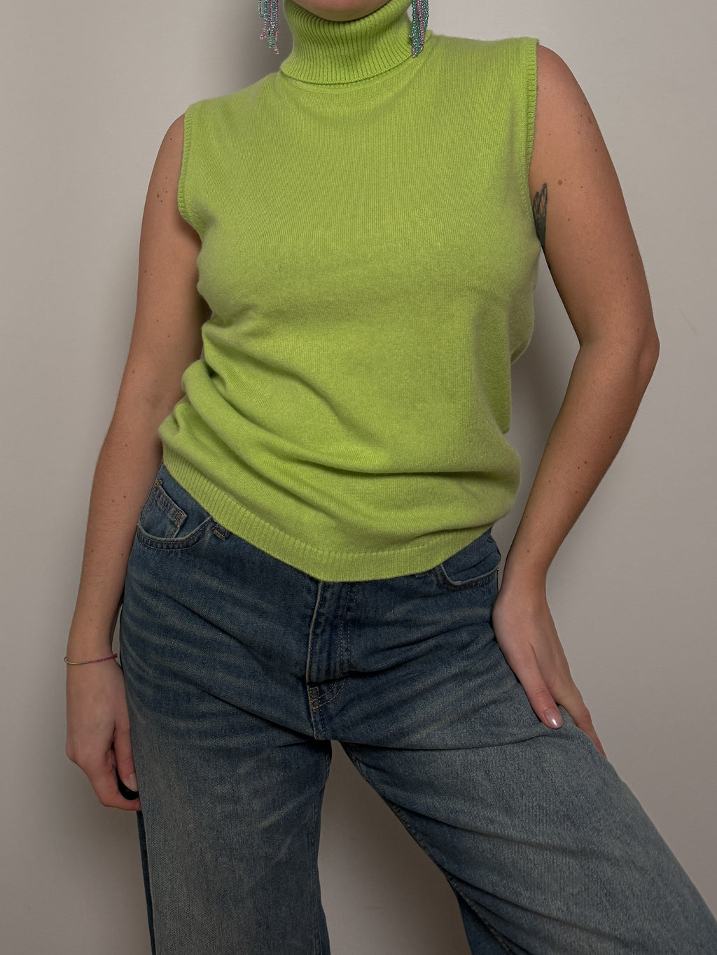 Pure cashmere green top