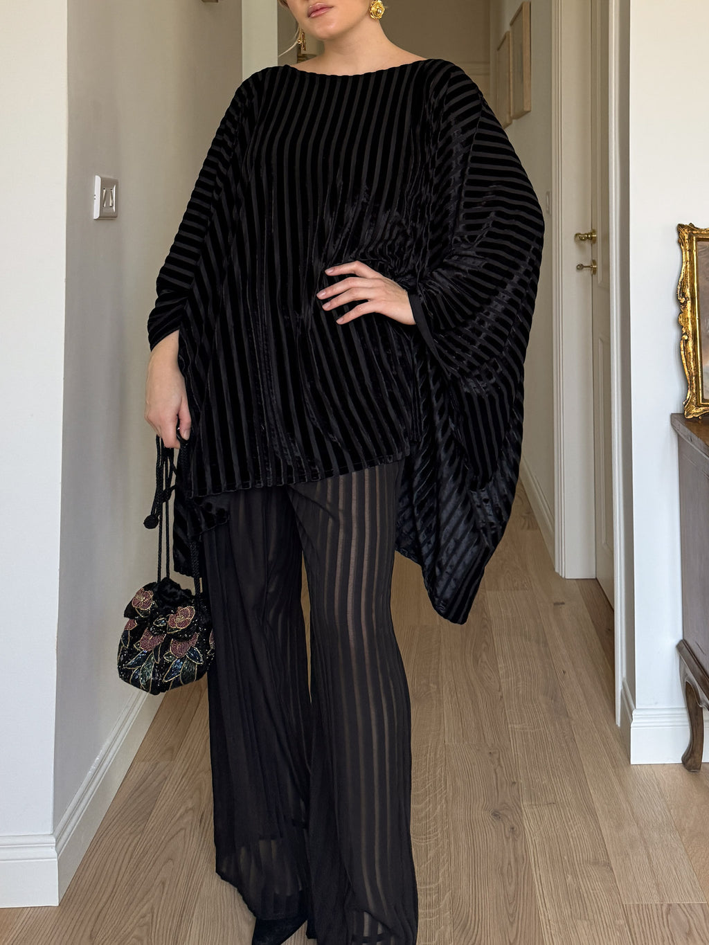 Velvet and sheer black set