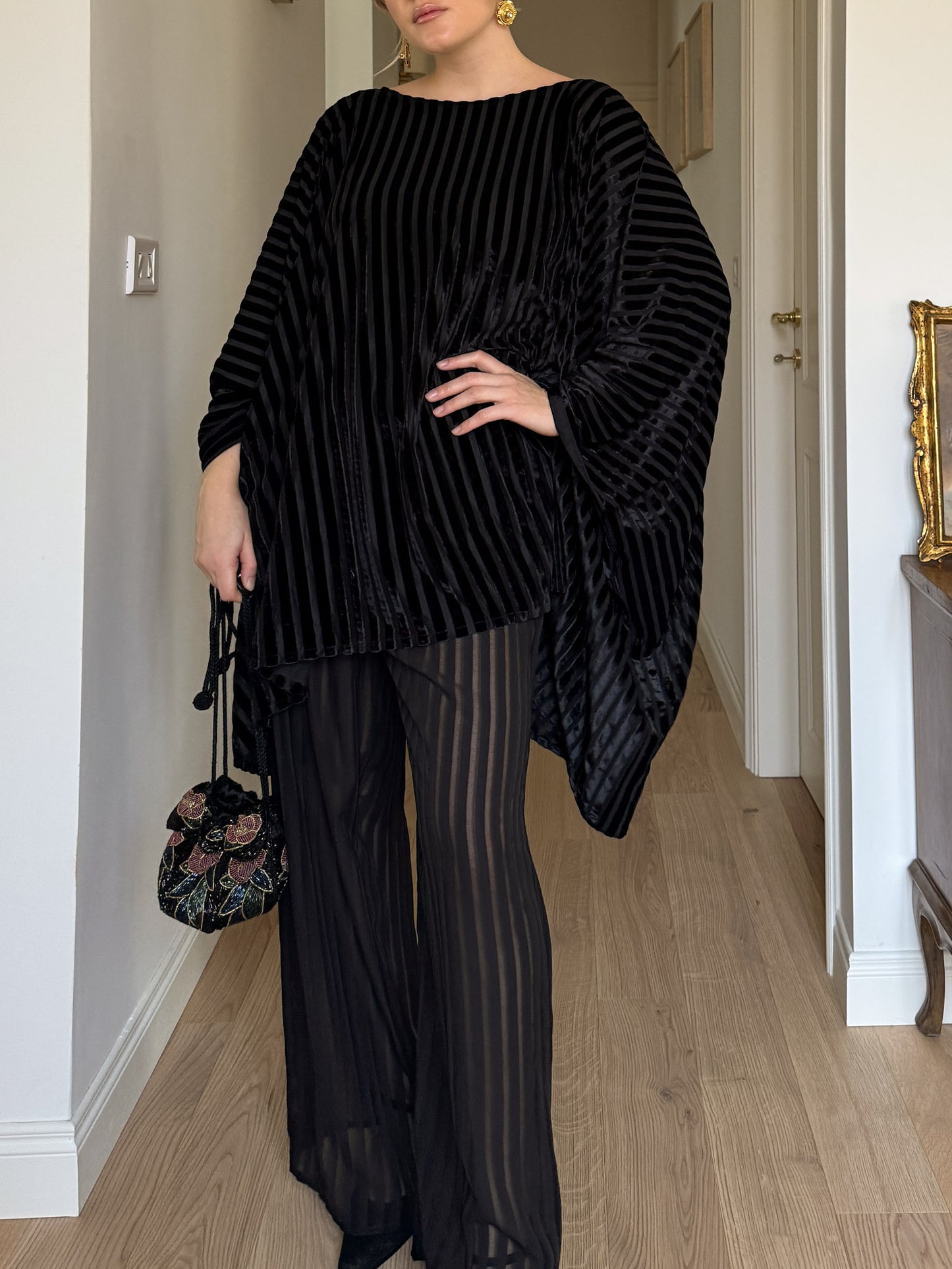 Velvet and sheer black set