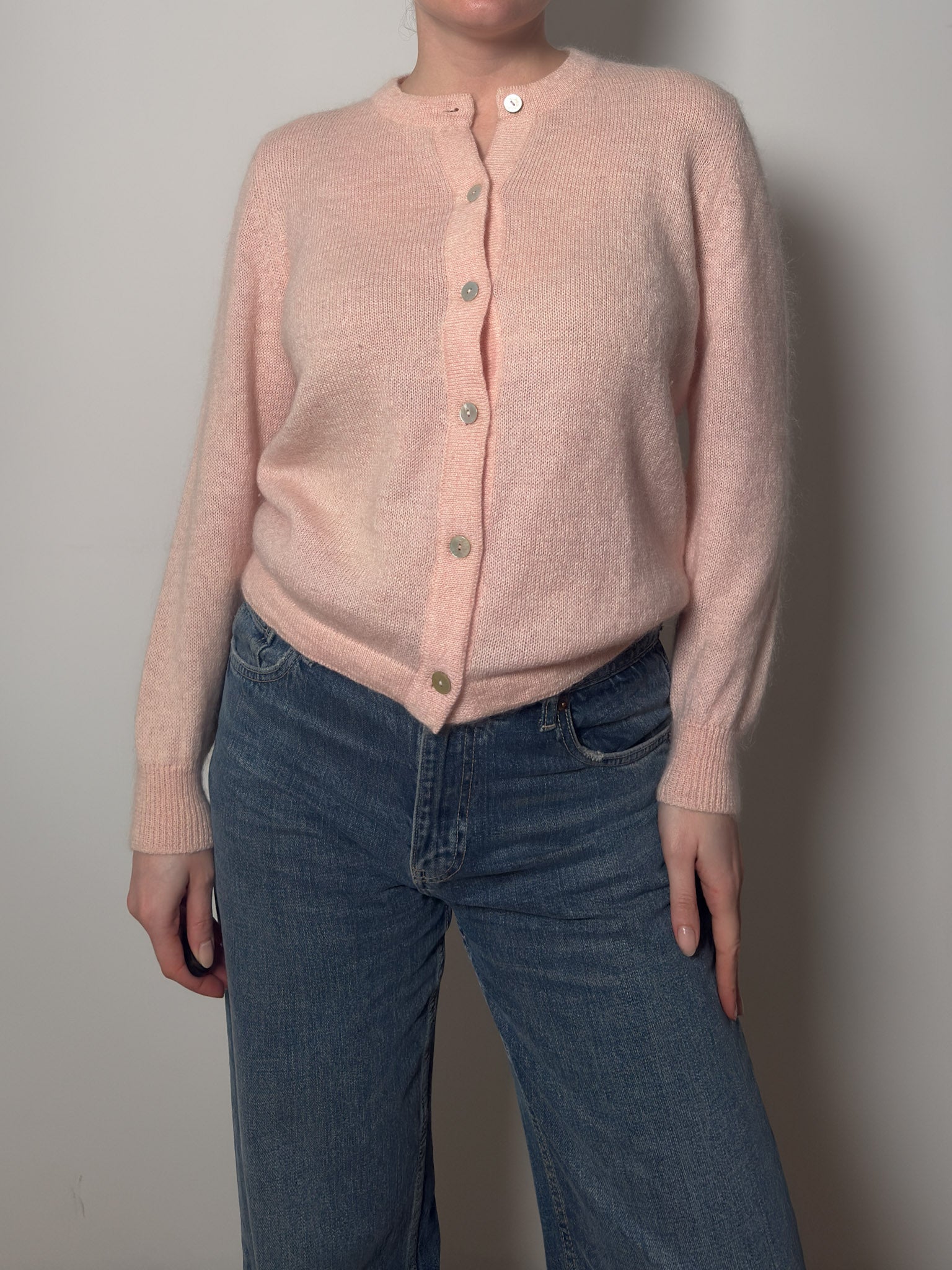 Pure wool pink cardigan