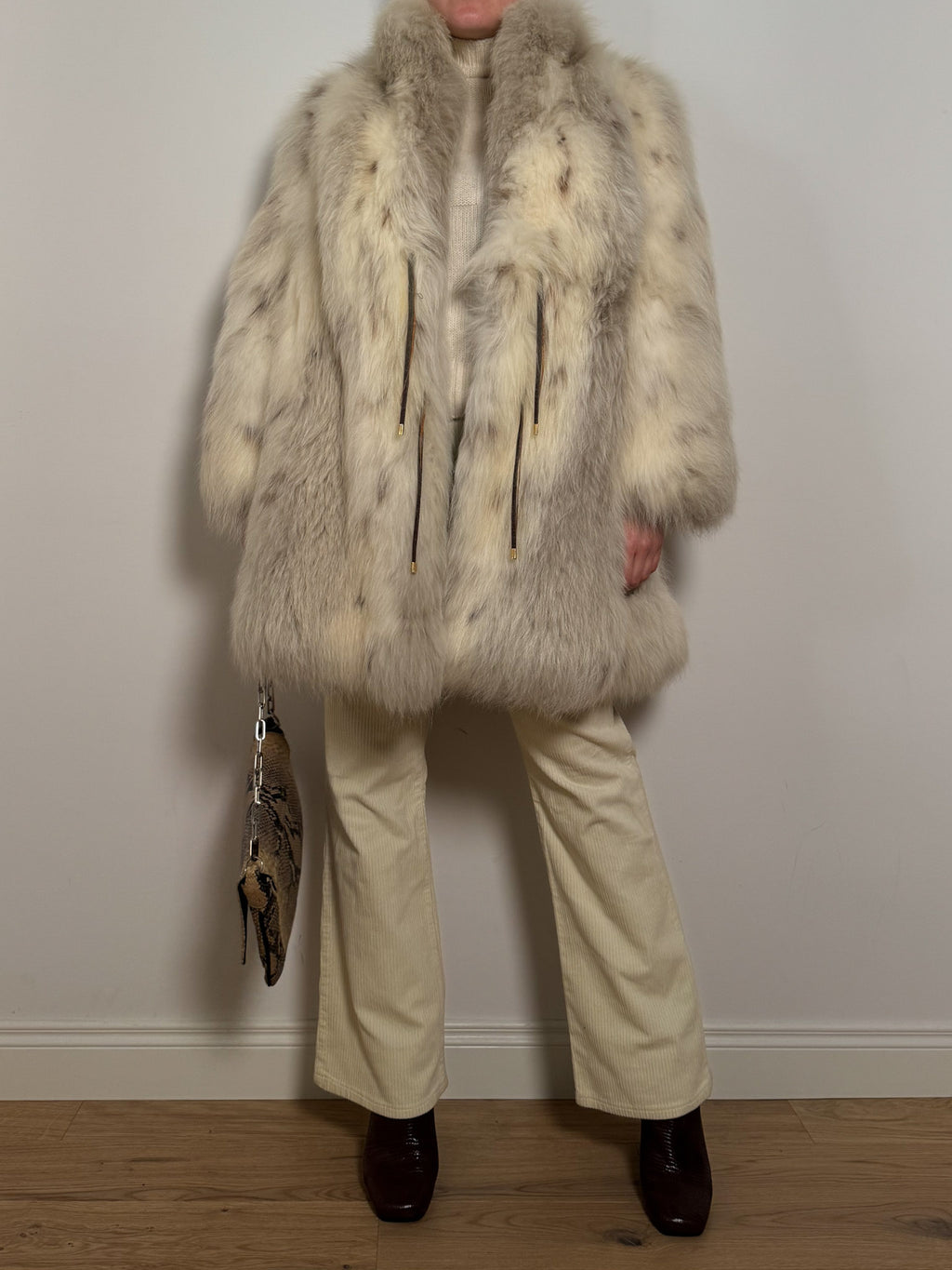 Real fur ivory coat