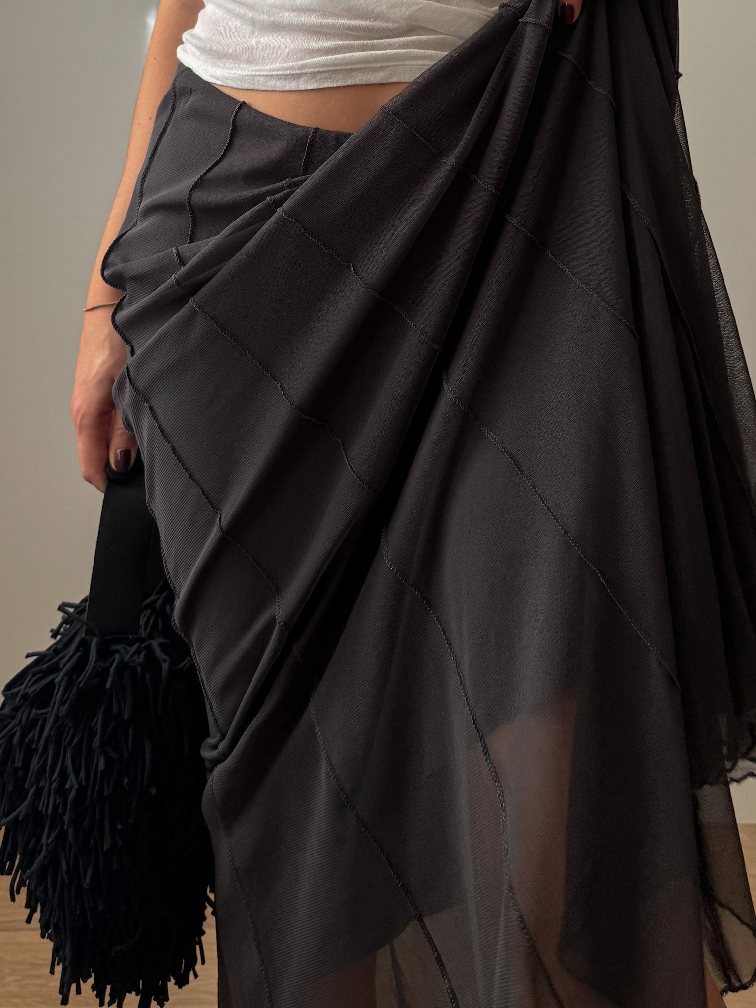 Mesh dark grey skirt