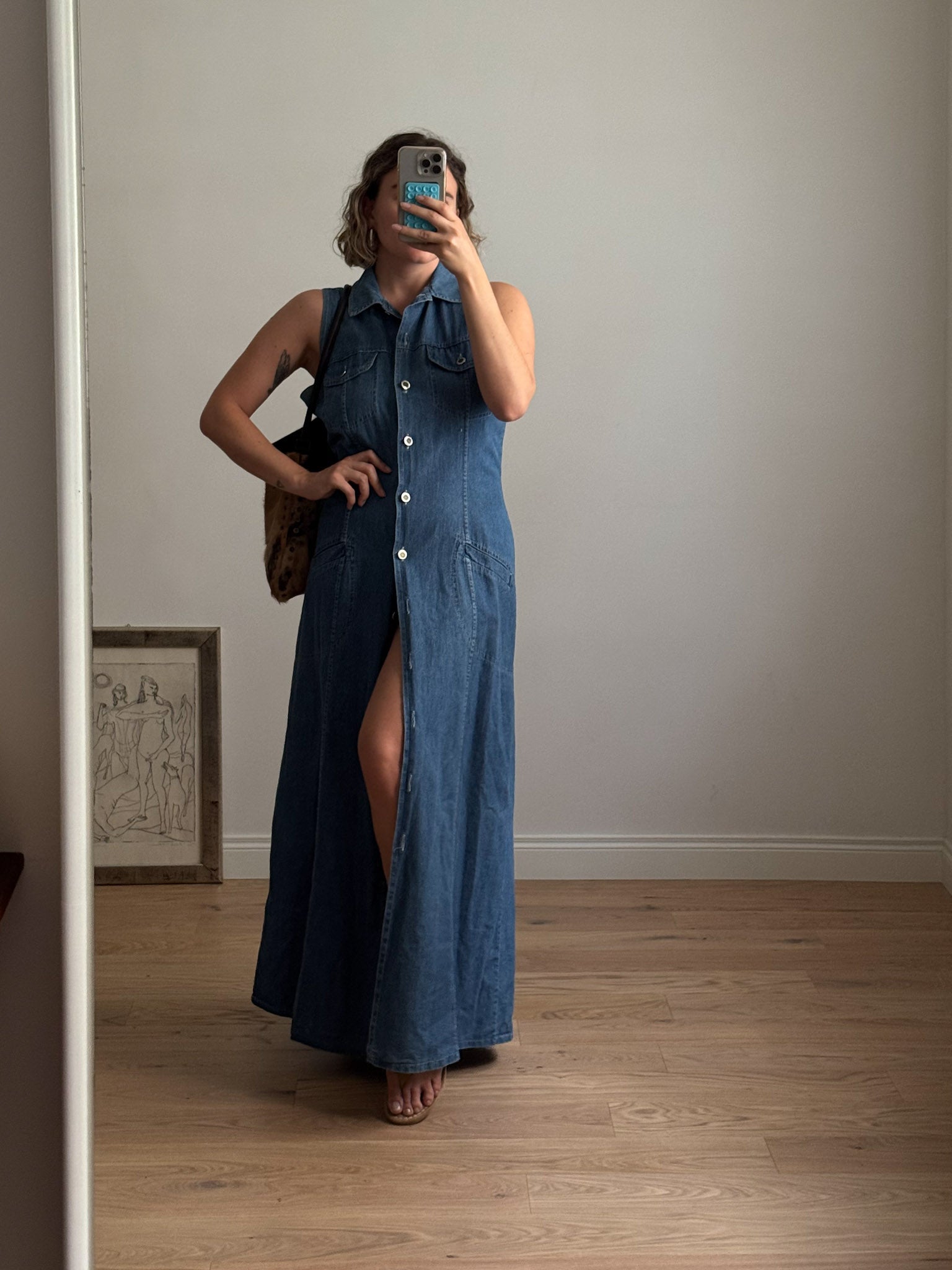 Denim long dress