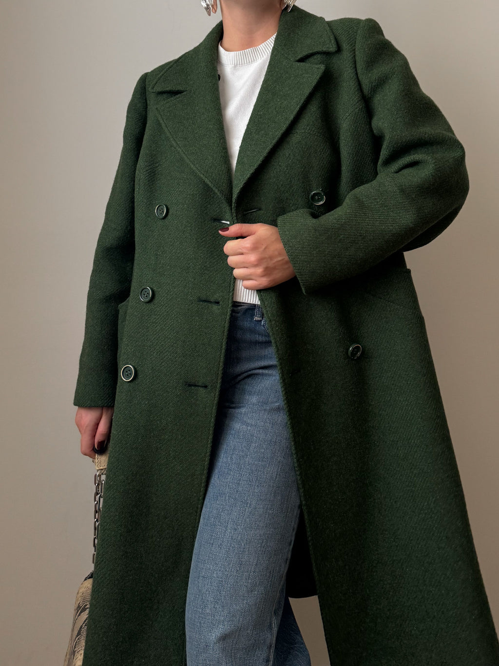 Pure new wool green coat