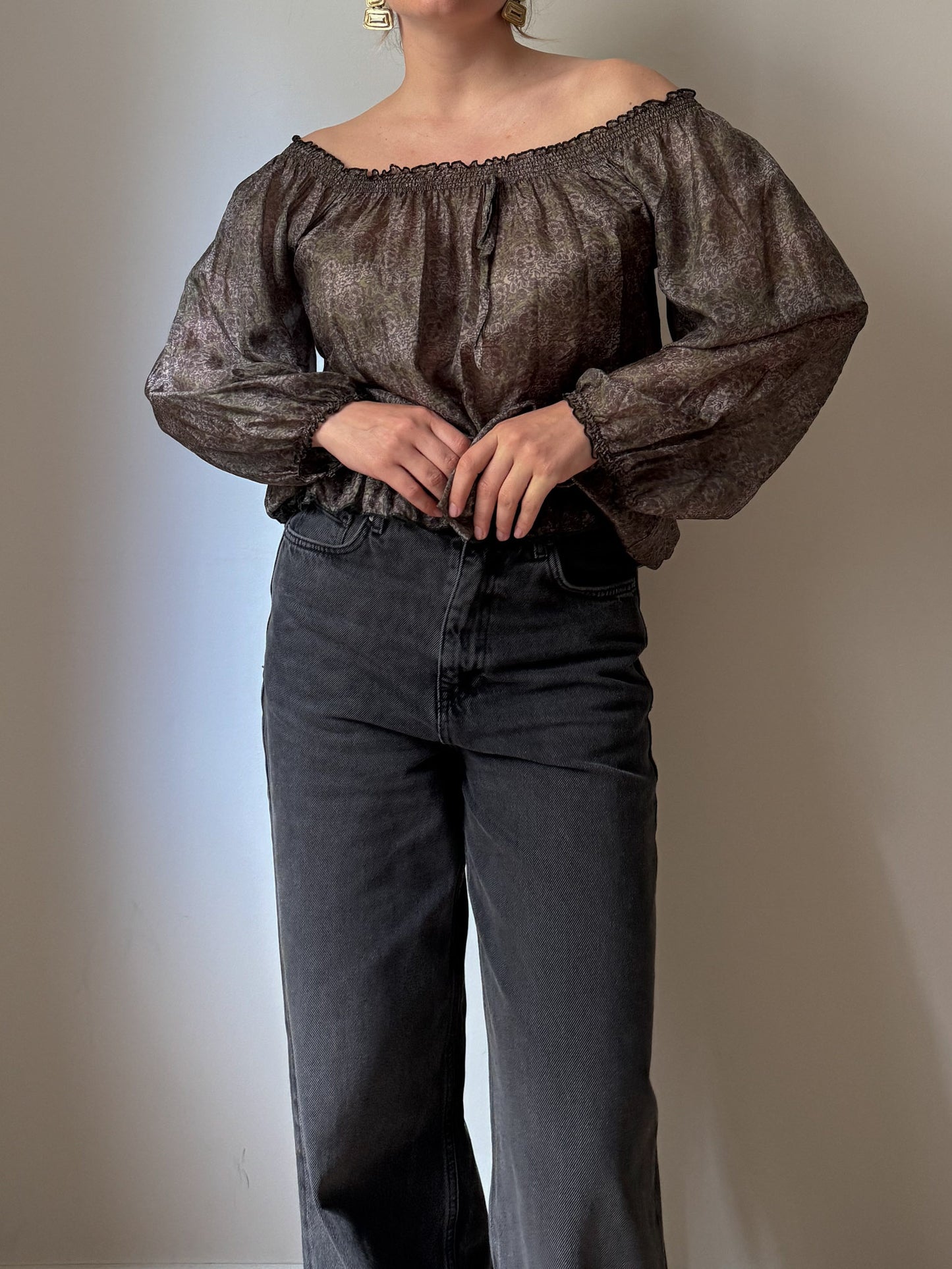 Pure silk printed blouse