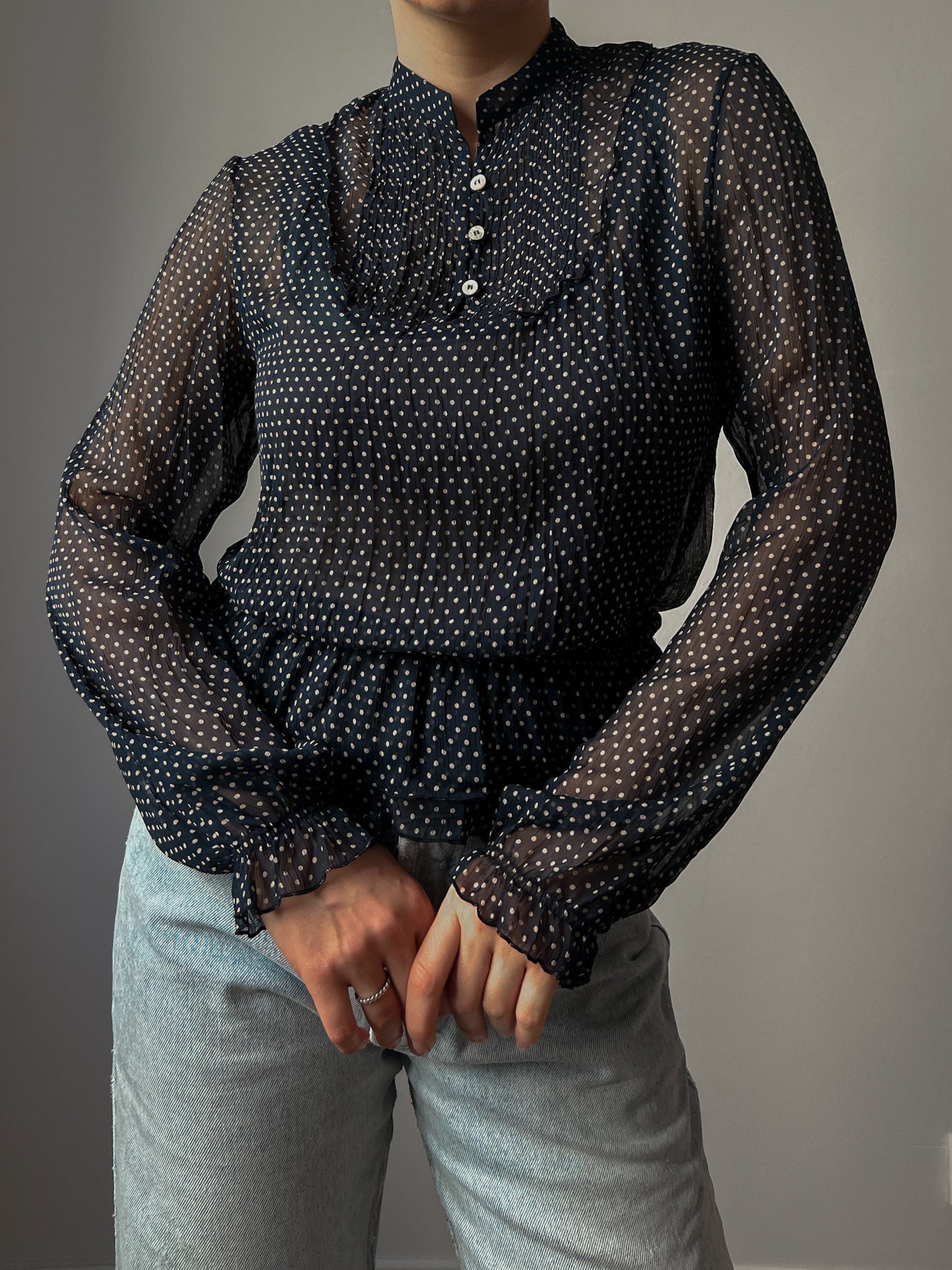 Pure viscose pois blouse