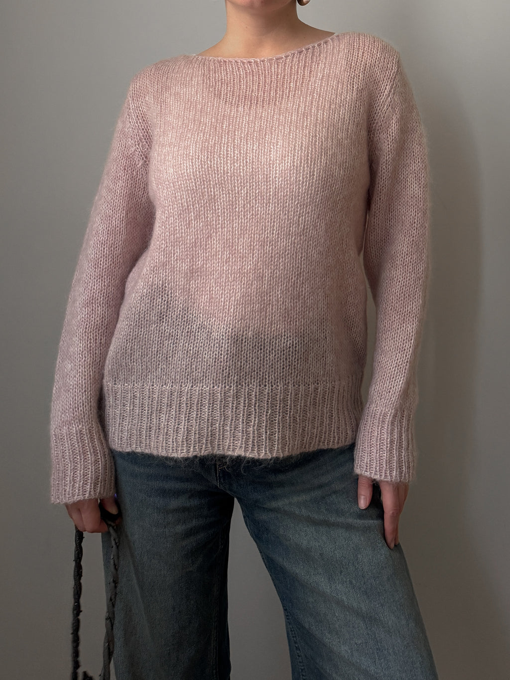 Kid mohair and merino wool pink pull