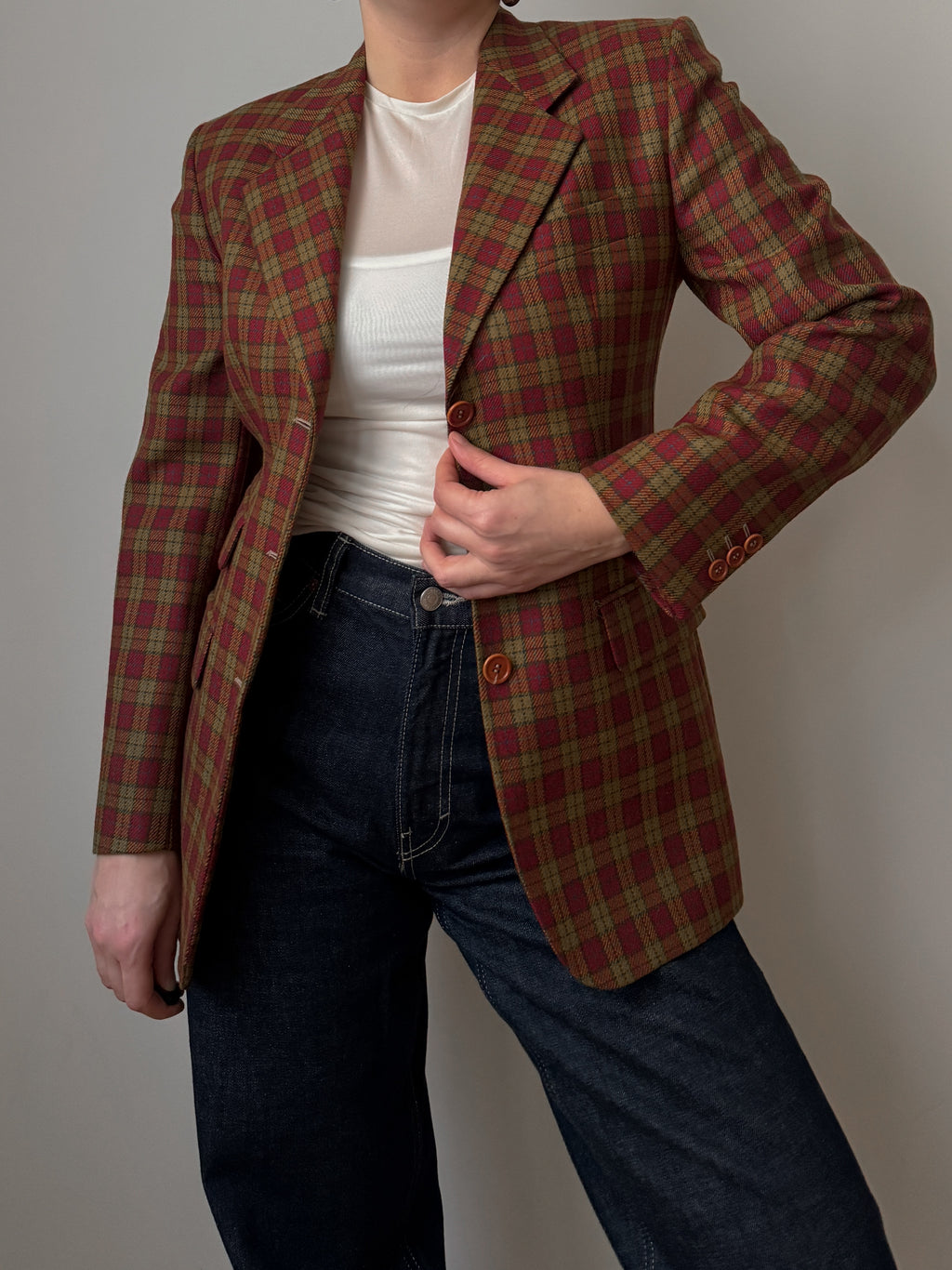 Pure wool check blazer