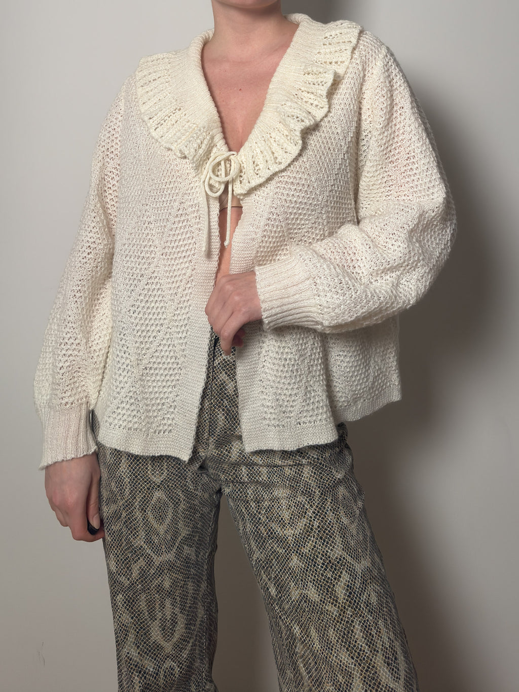 Wool blend ivory cardigan