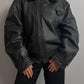 Real leather black aviator jacket