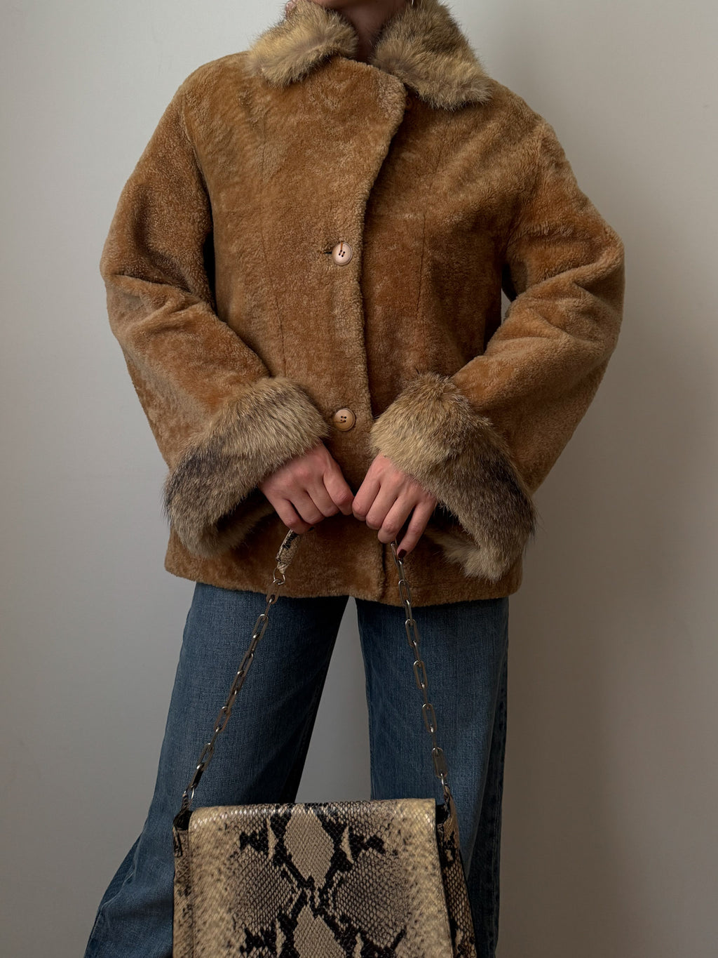 Real shearling and fur jacket
