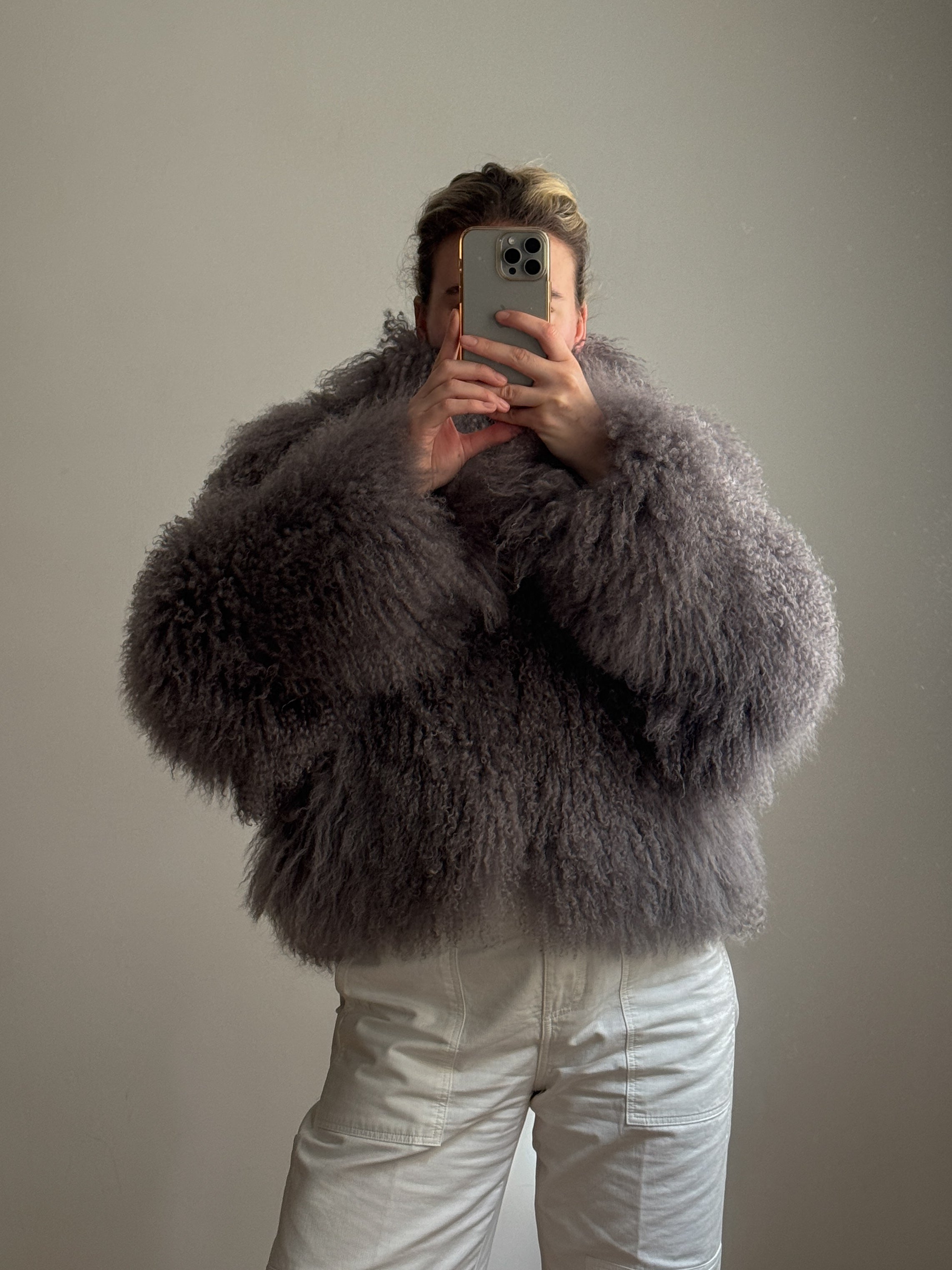 Mongolian grey fur jacket