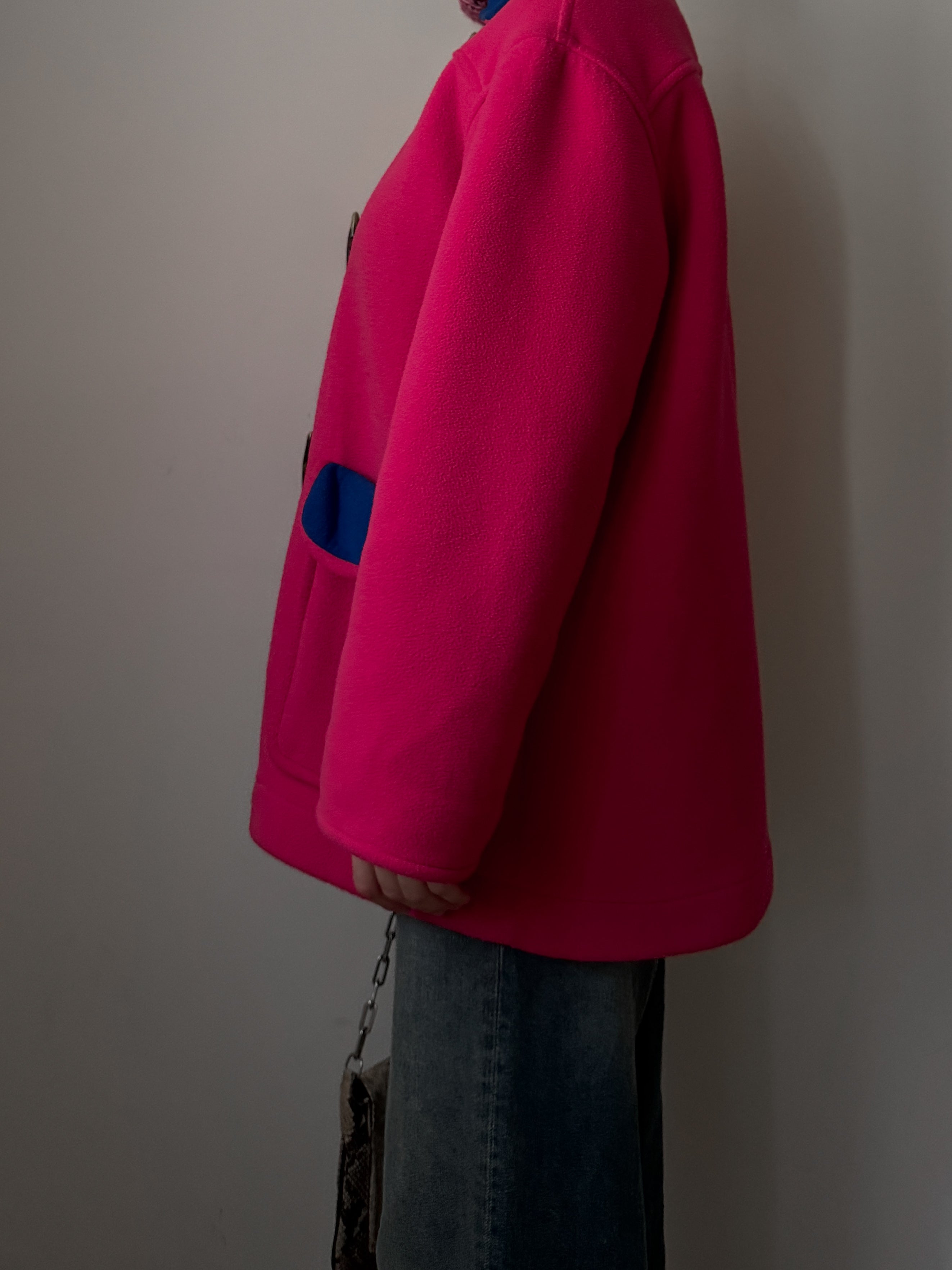 90s pink fleece duffle jacket