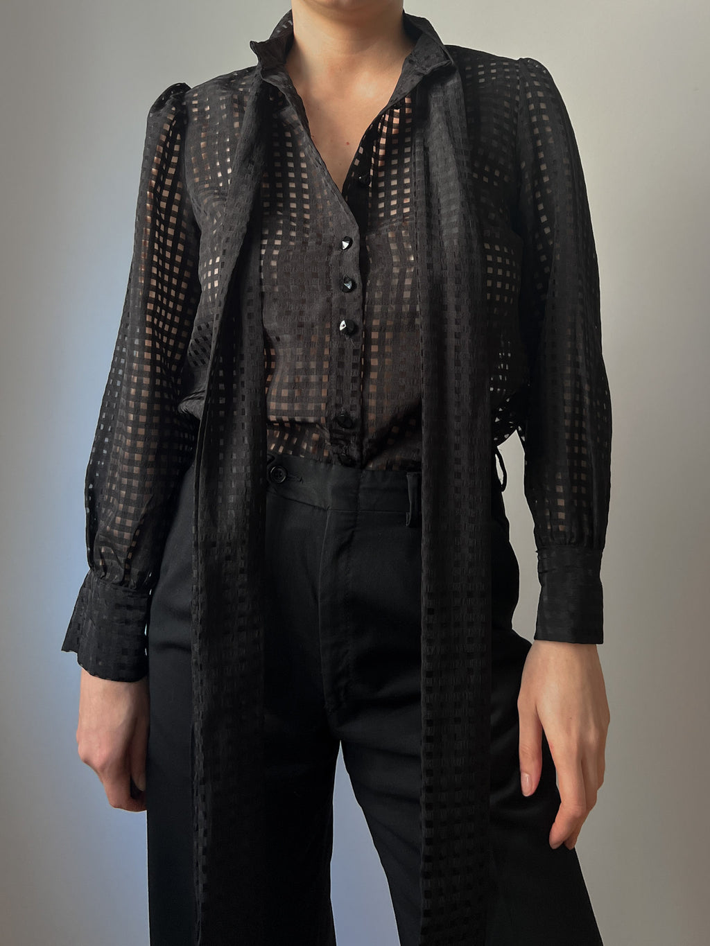 Bow black blouse