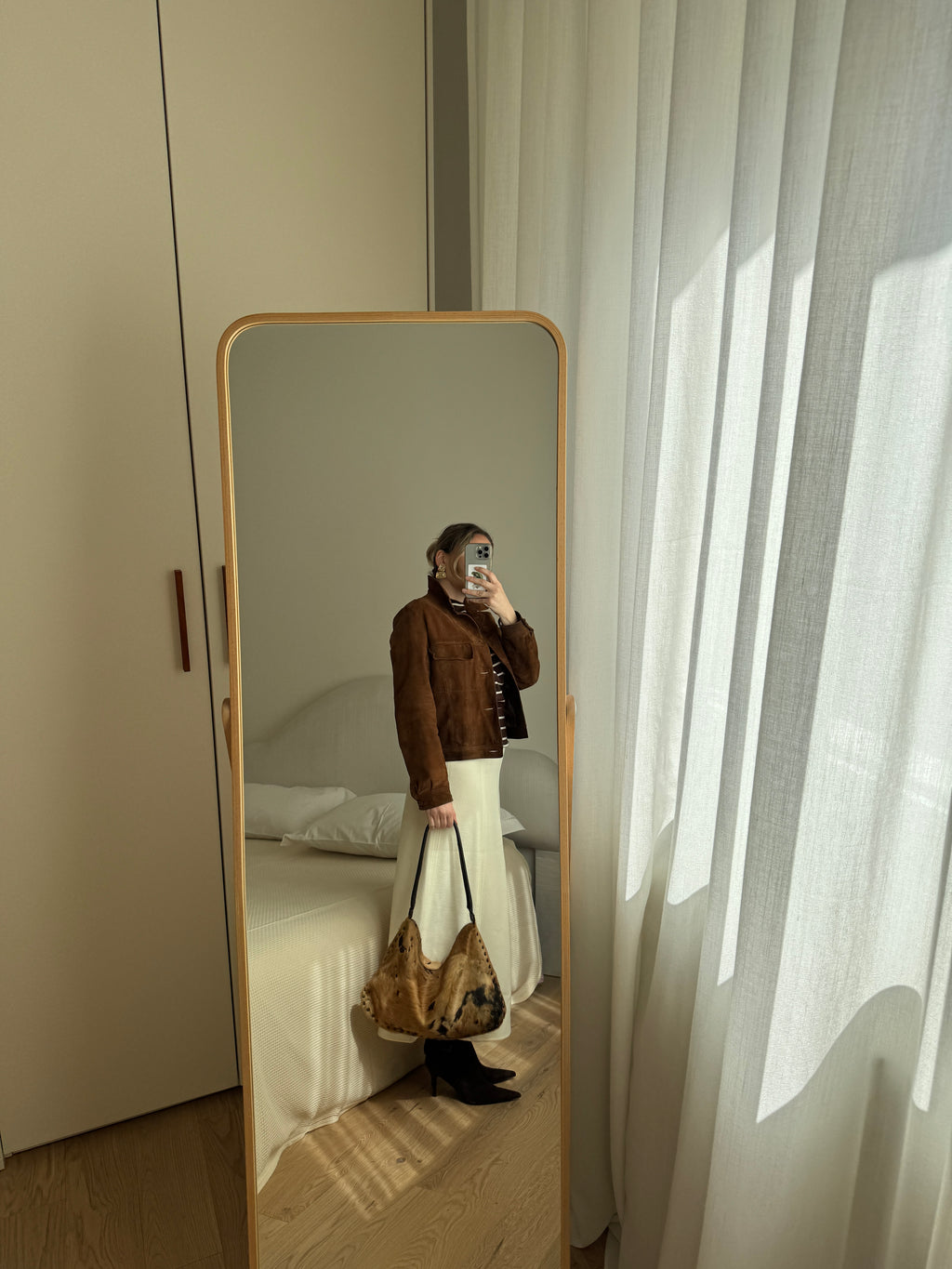 Real suede cropped jacket