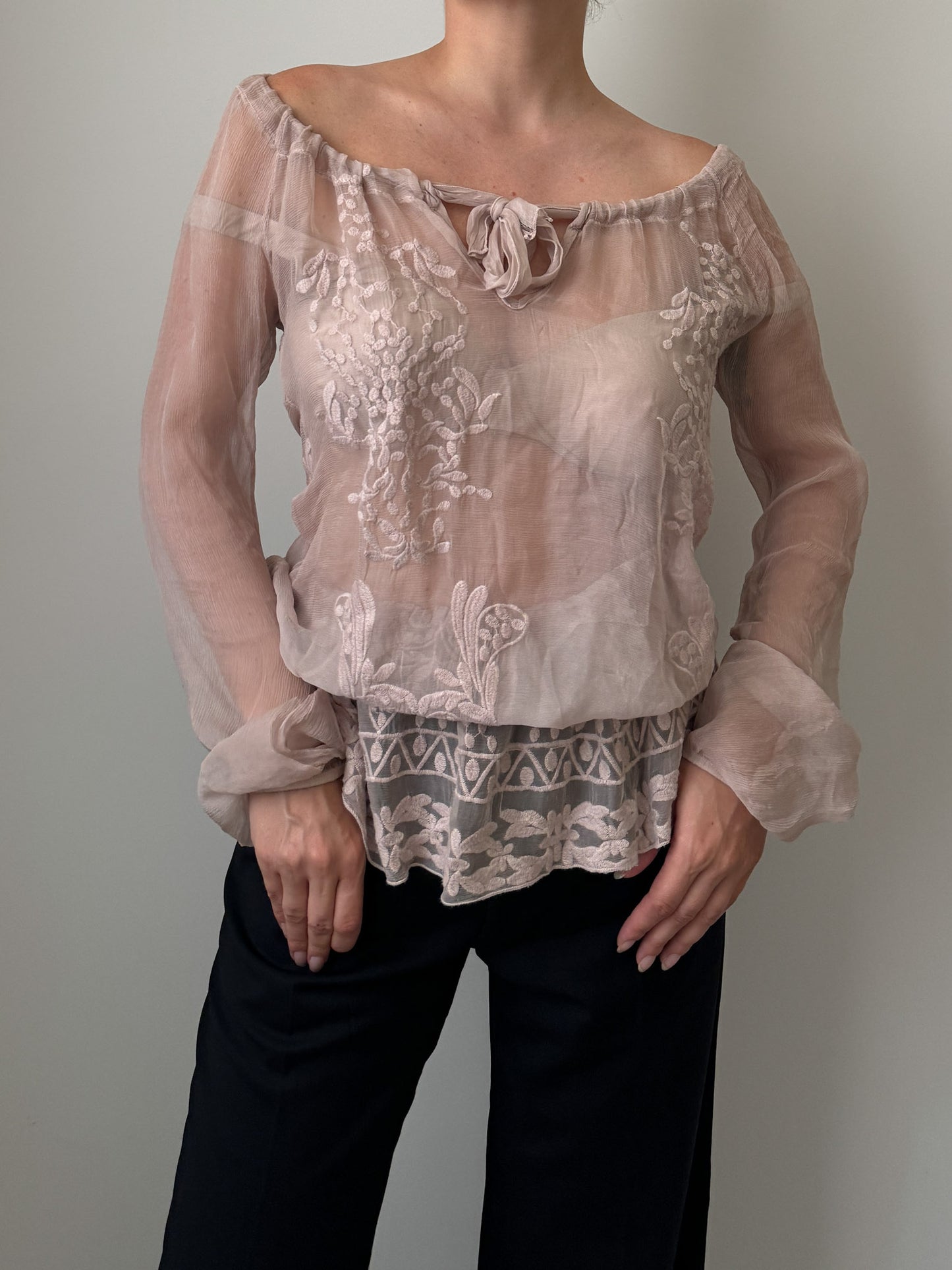 Pure silk sheer blouse