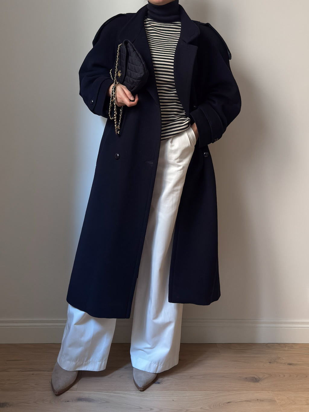 Wool and lambswool blue coat