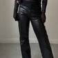 Real leather black pants