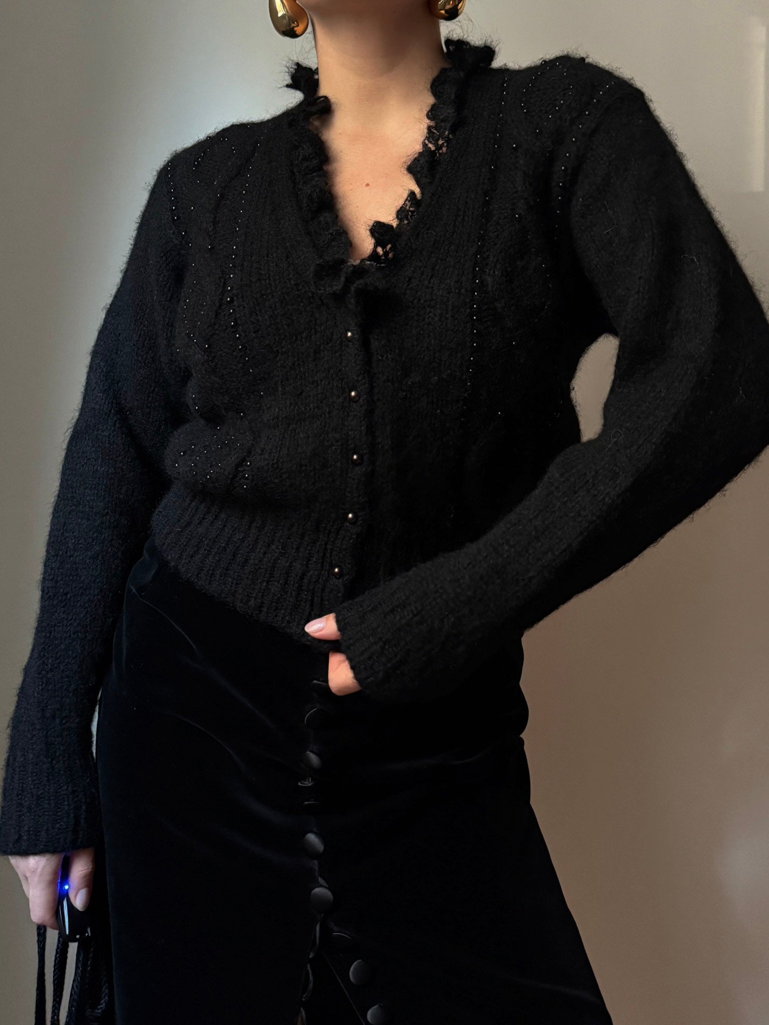 Mohair black romantic cardigan