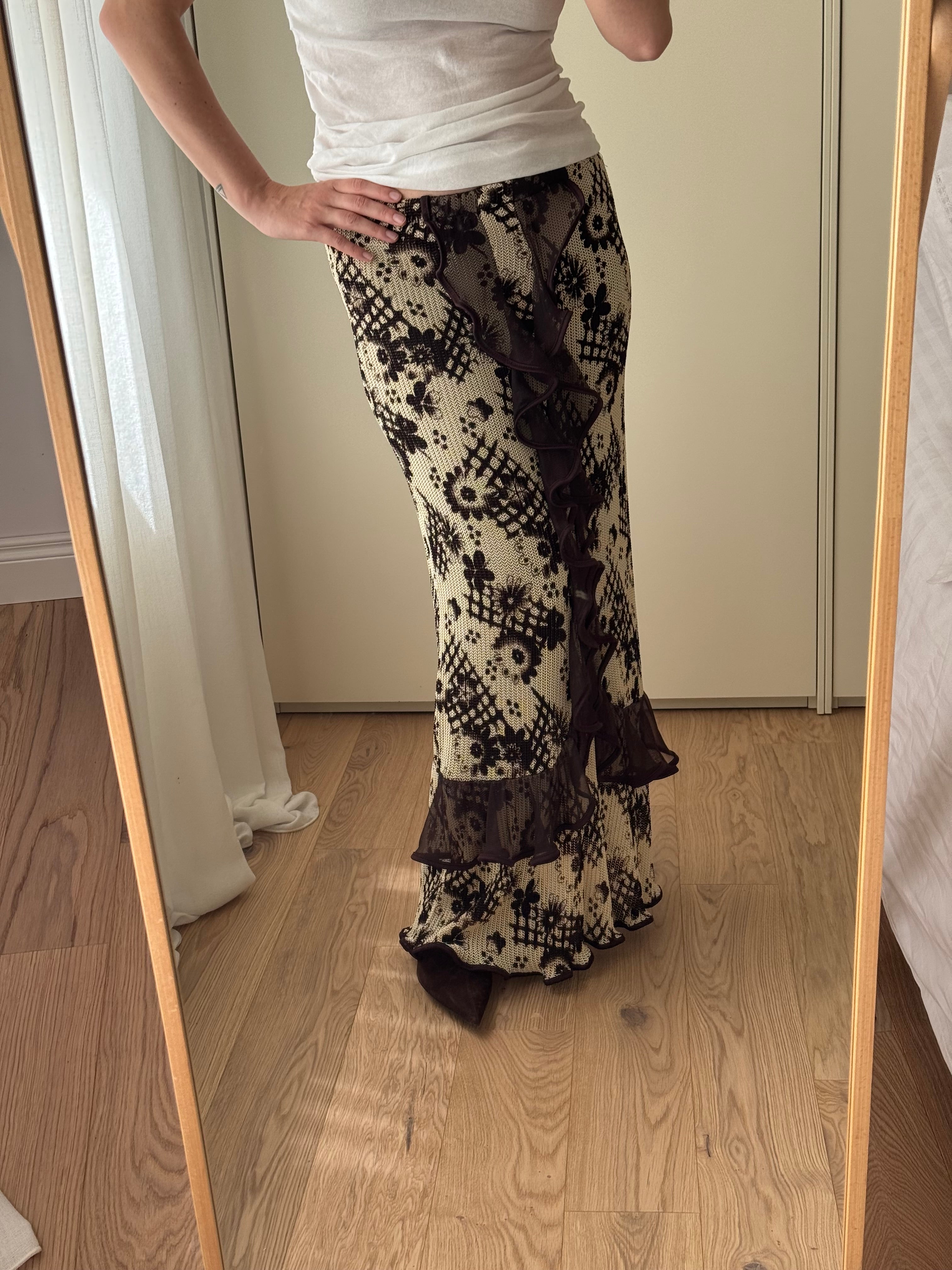 Rouches brown and sand long skirt
