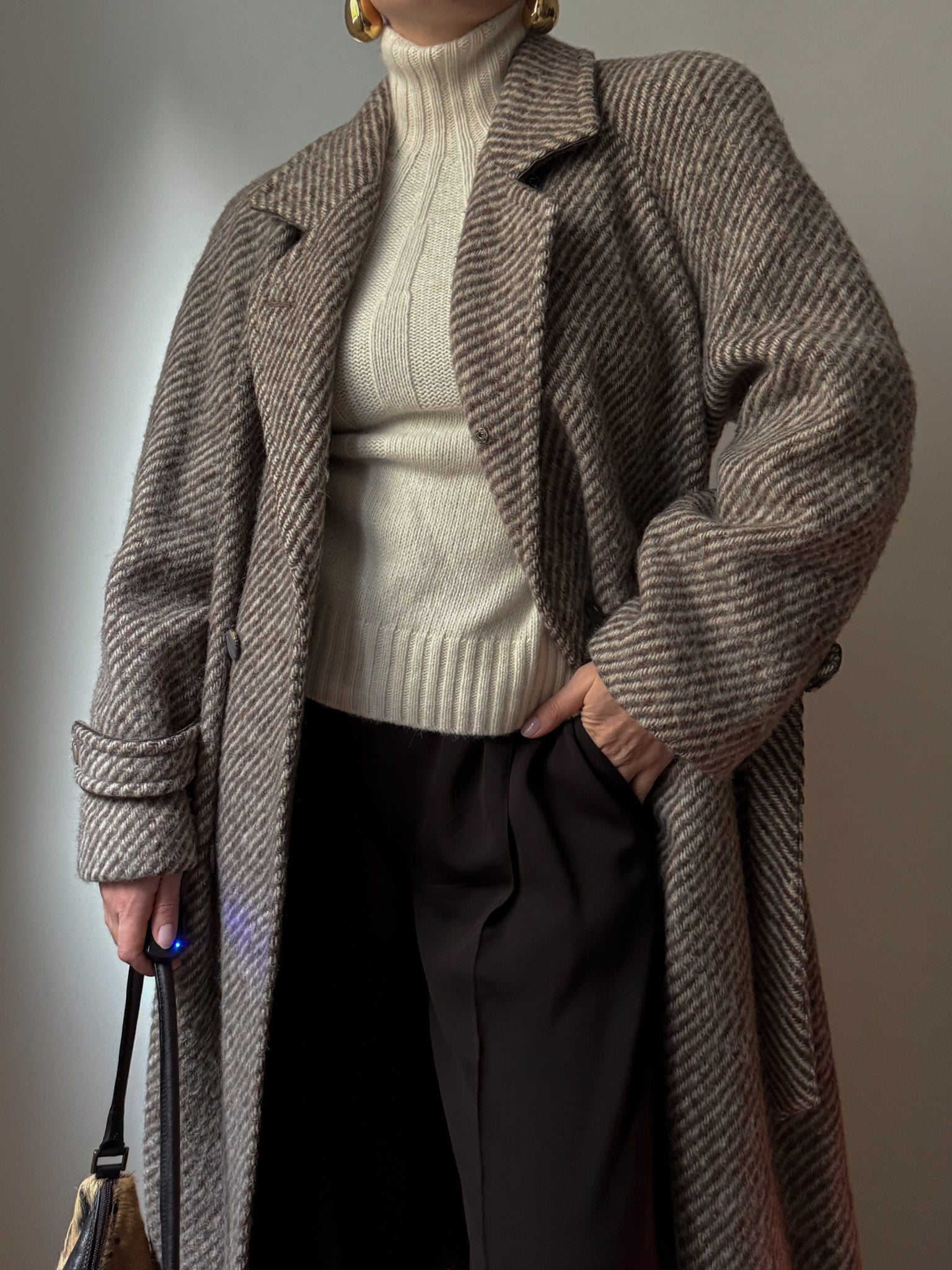 Pure wool herringbone coat