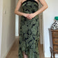 Pure silk black and green dress