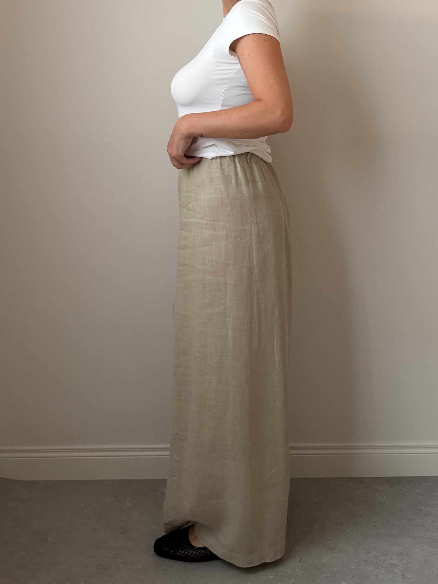 Pure linen beige skirt