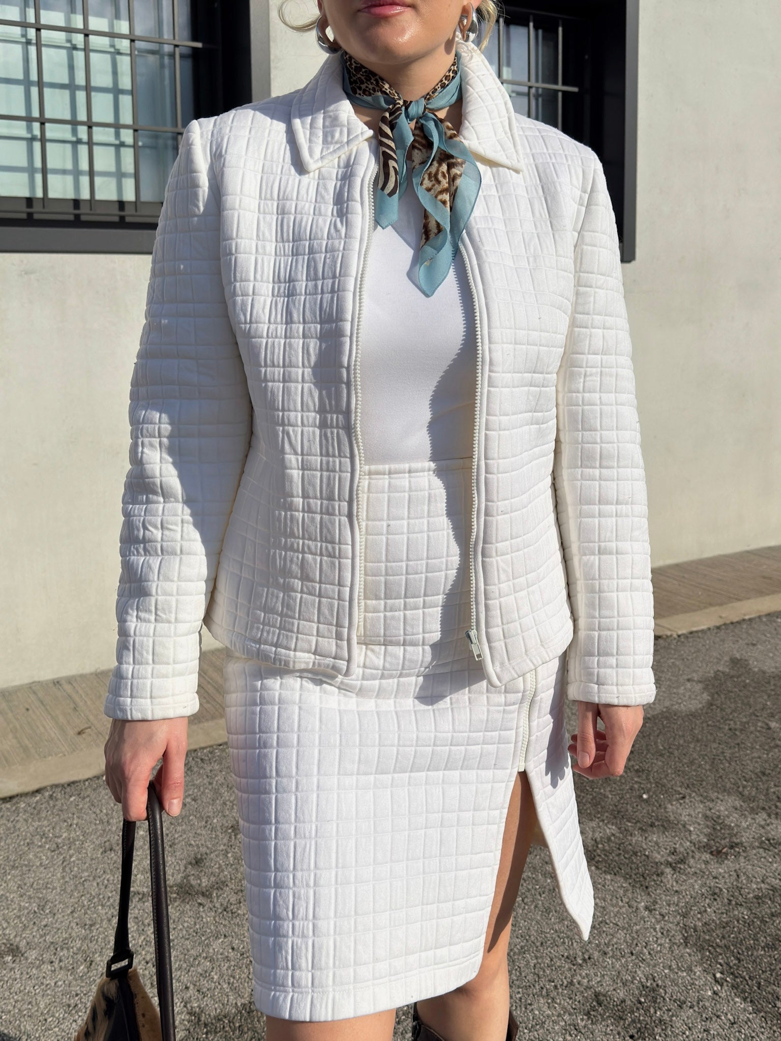 Quilted white suit