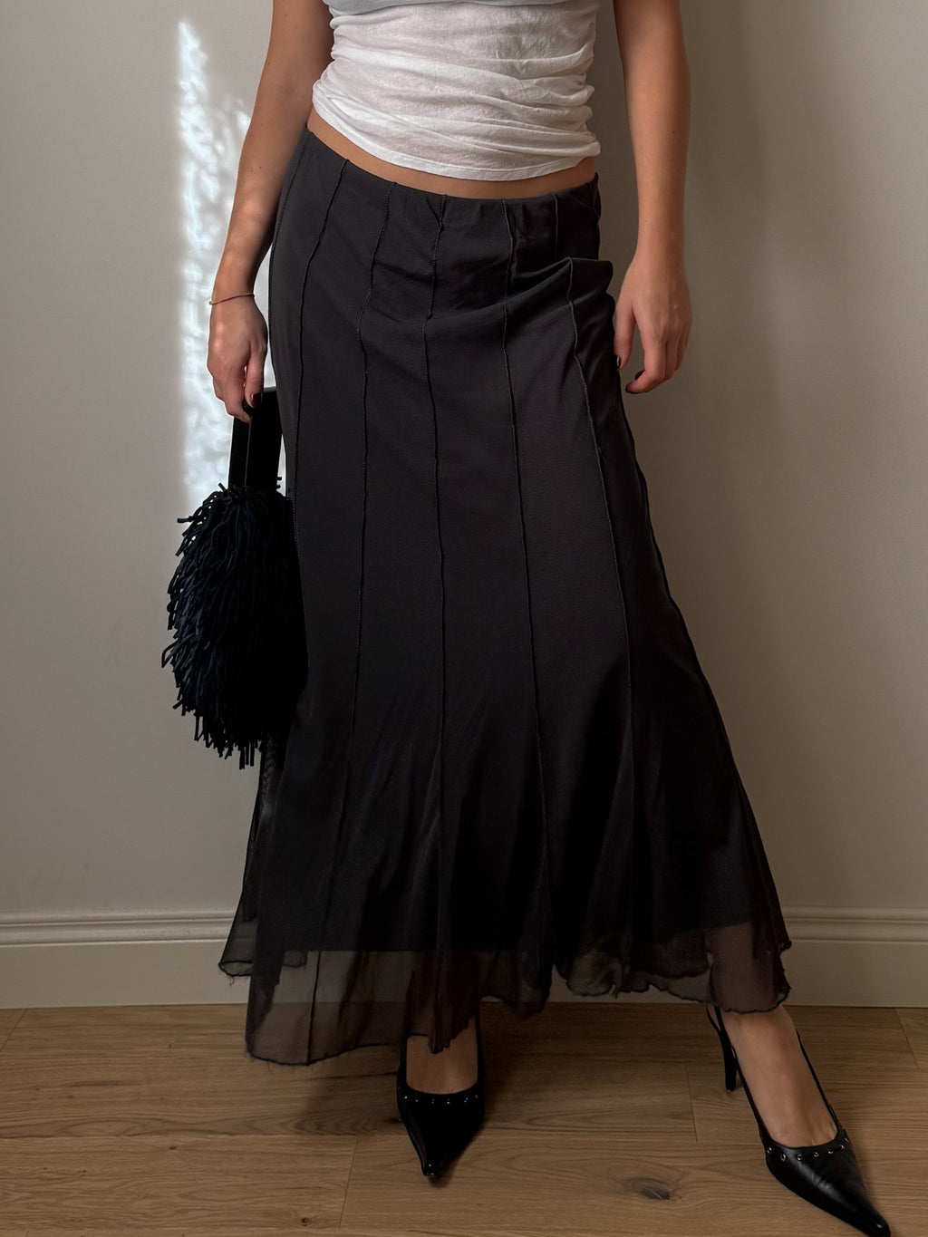 Mesh dark grey skirt