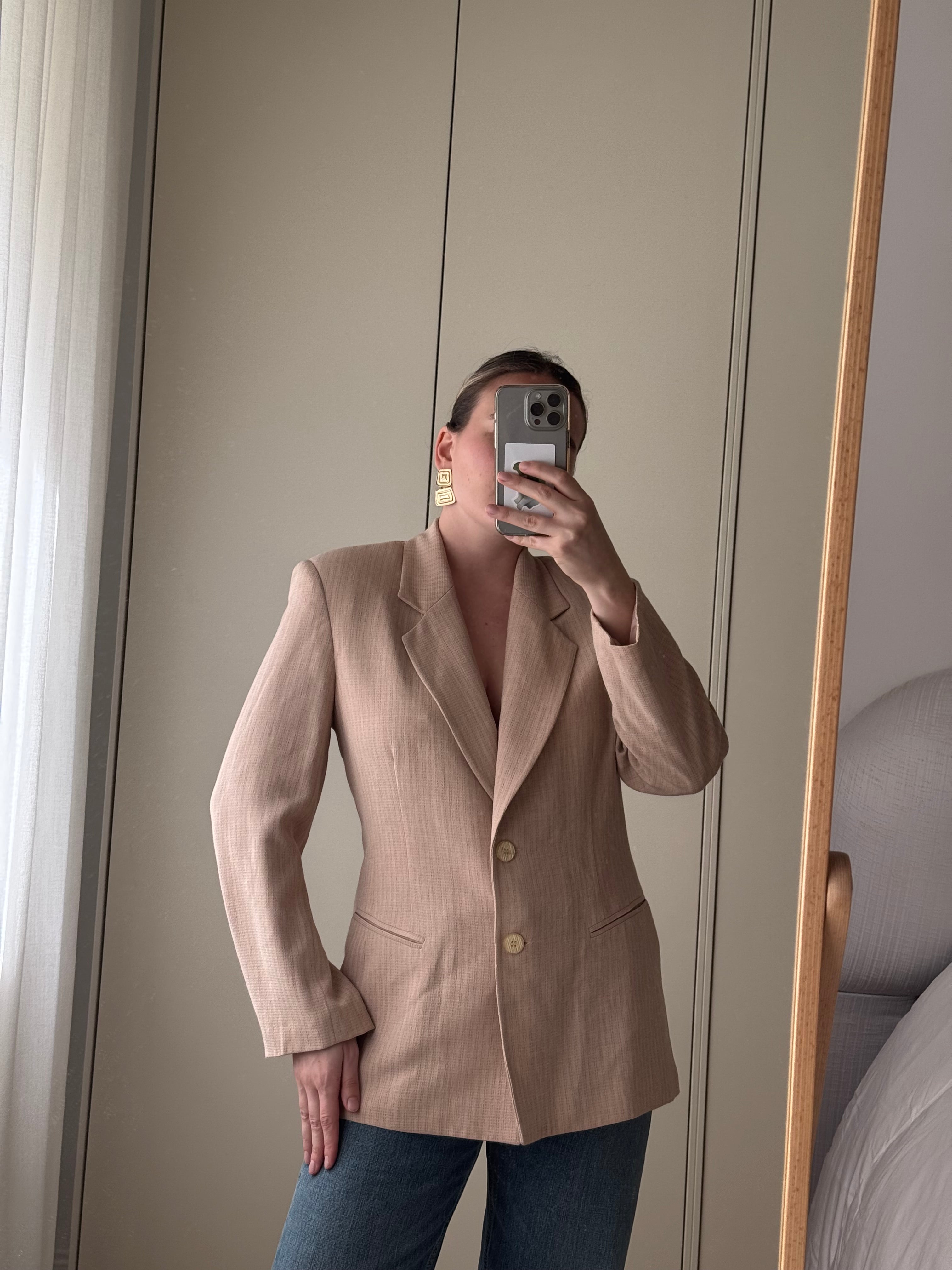 Viscose and wool pink blazer
