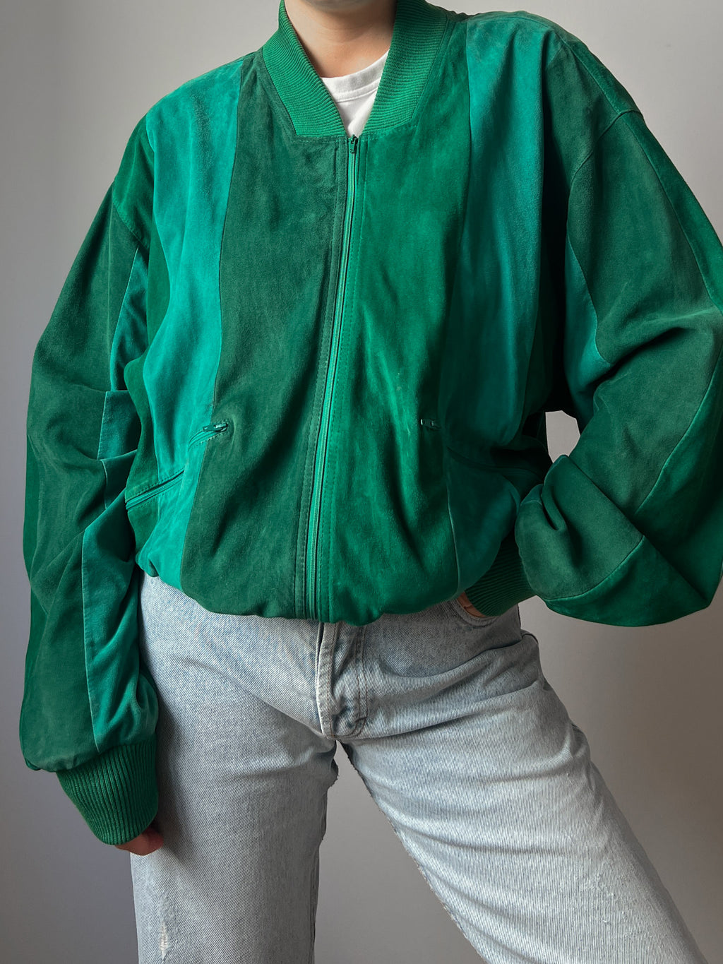 Al Duca D'Aosta real suede green bomber