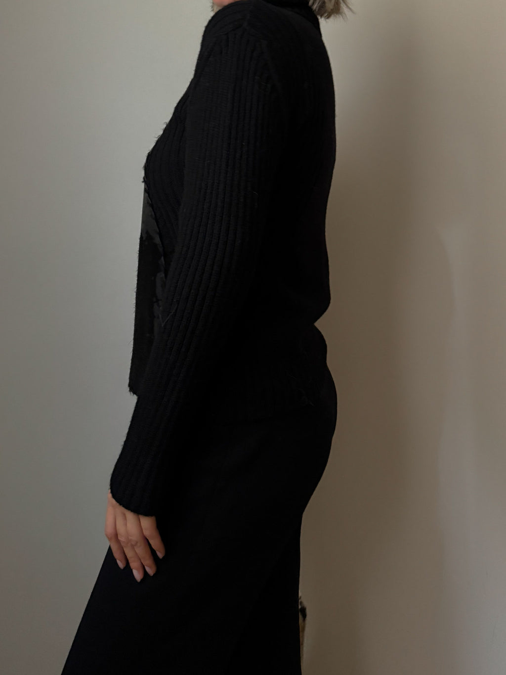 Merino wool and ponyskin cardigan
