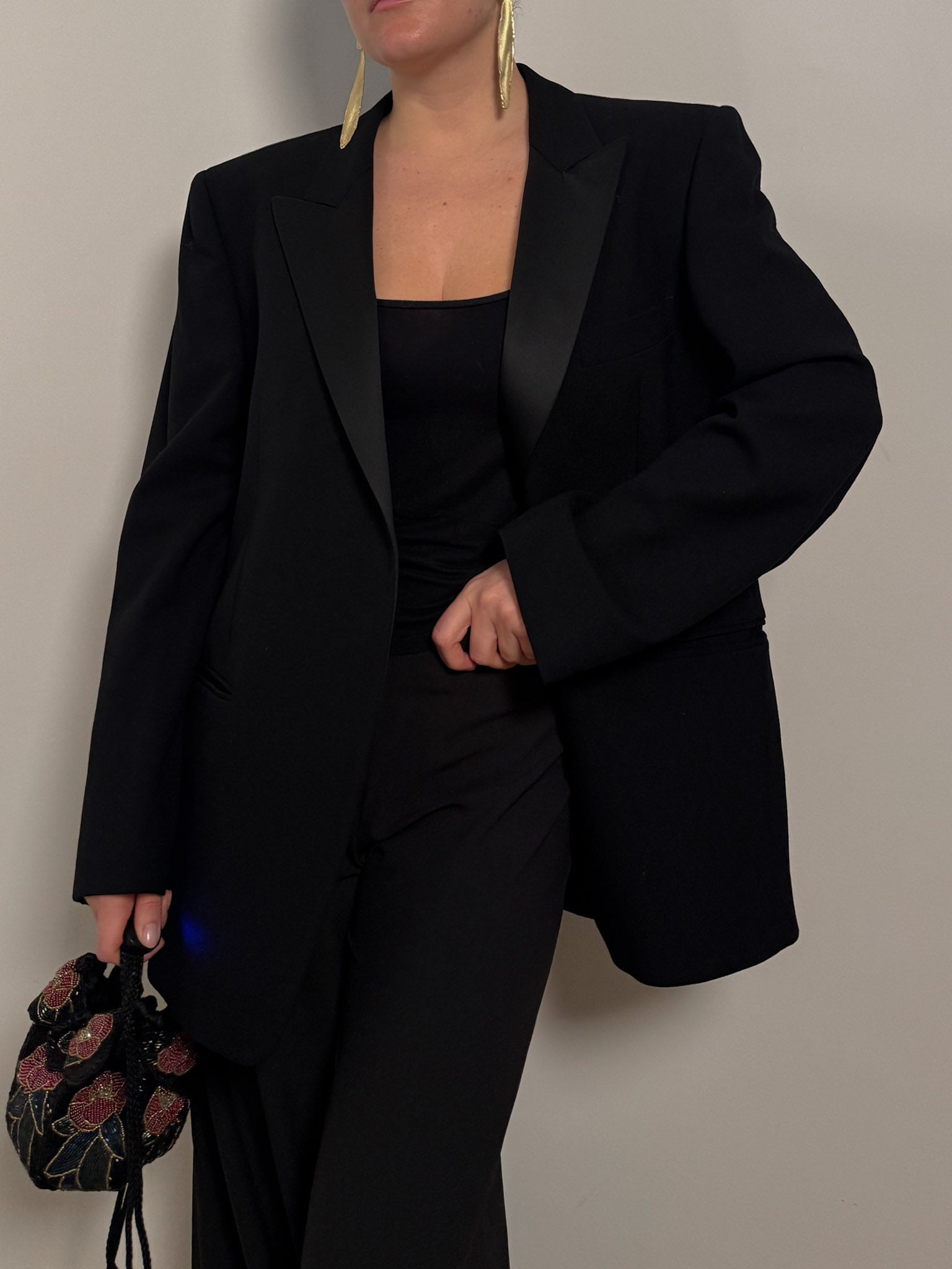 Merino wool and silk black blazer