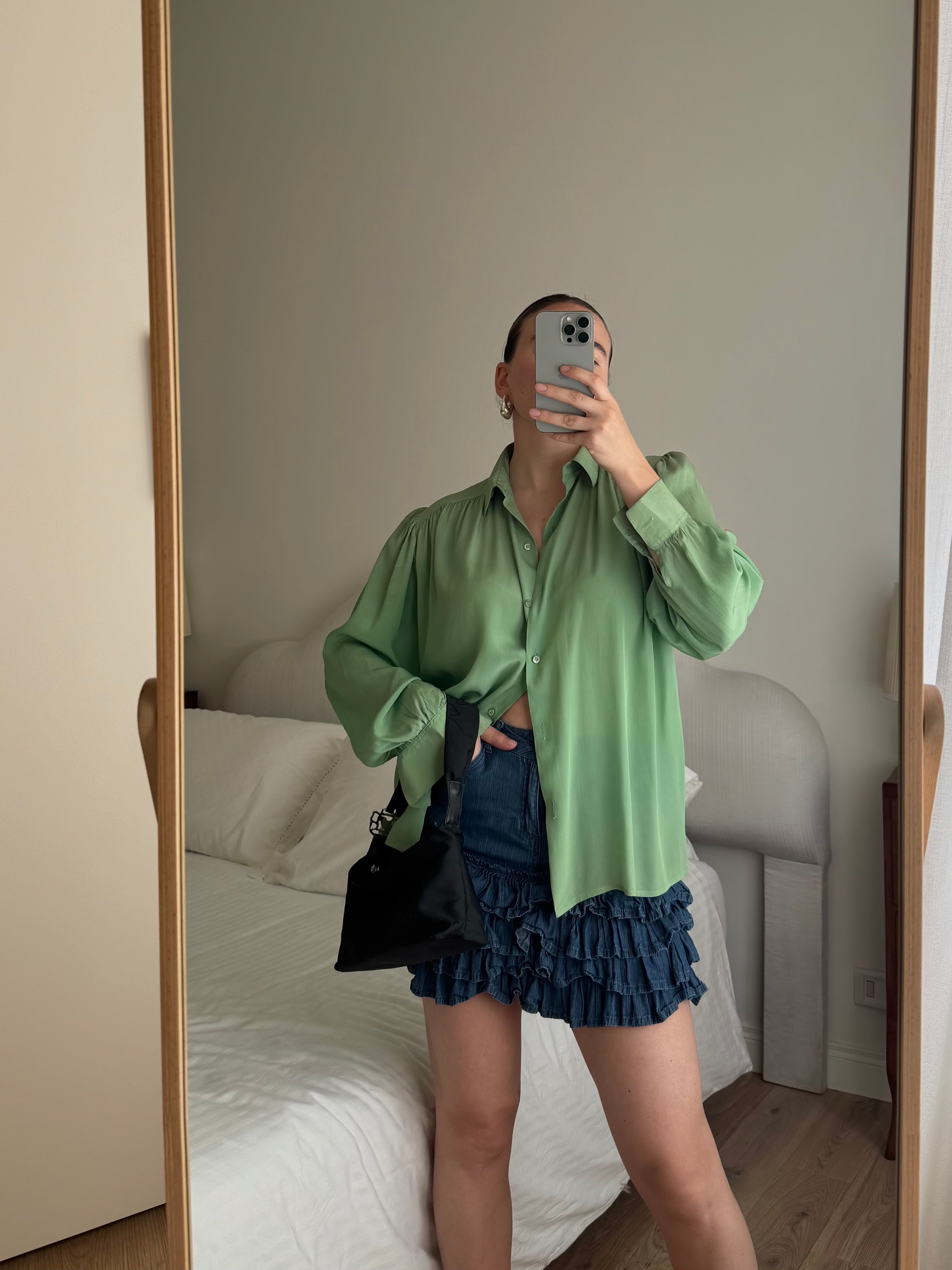 Silk blend green shirt