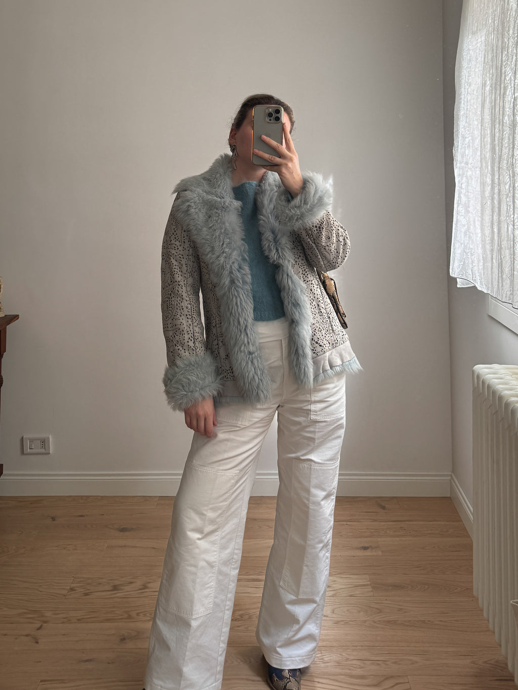 Suede and shearling sky jacket