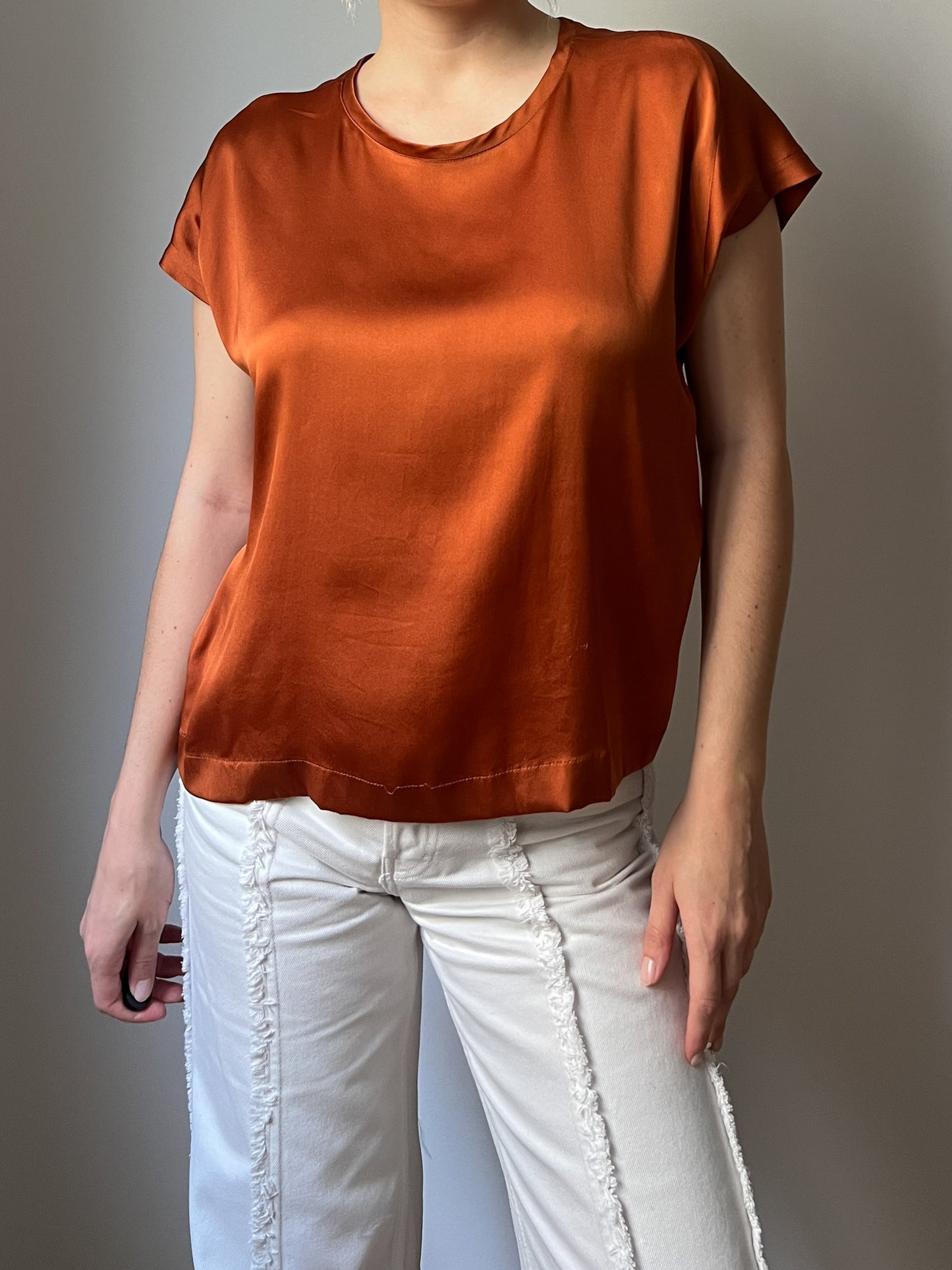 Pure silk orange top