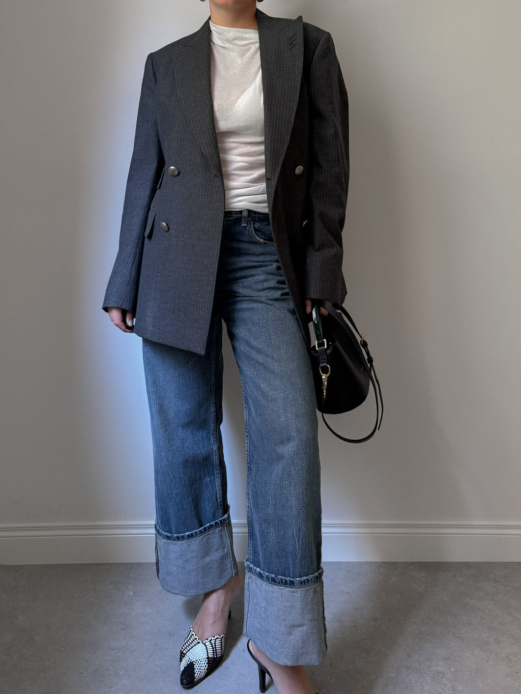 Wool and cotton pinstriped blazer
