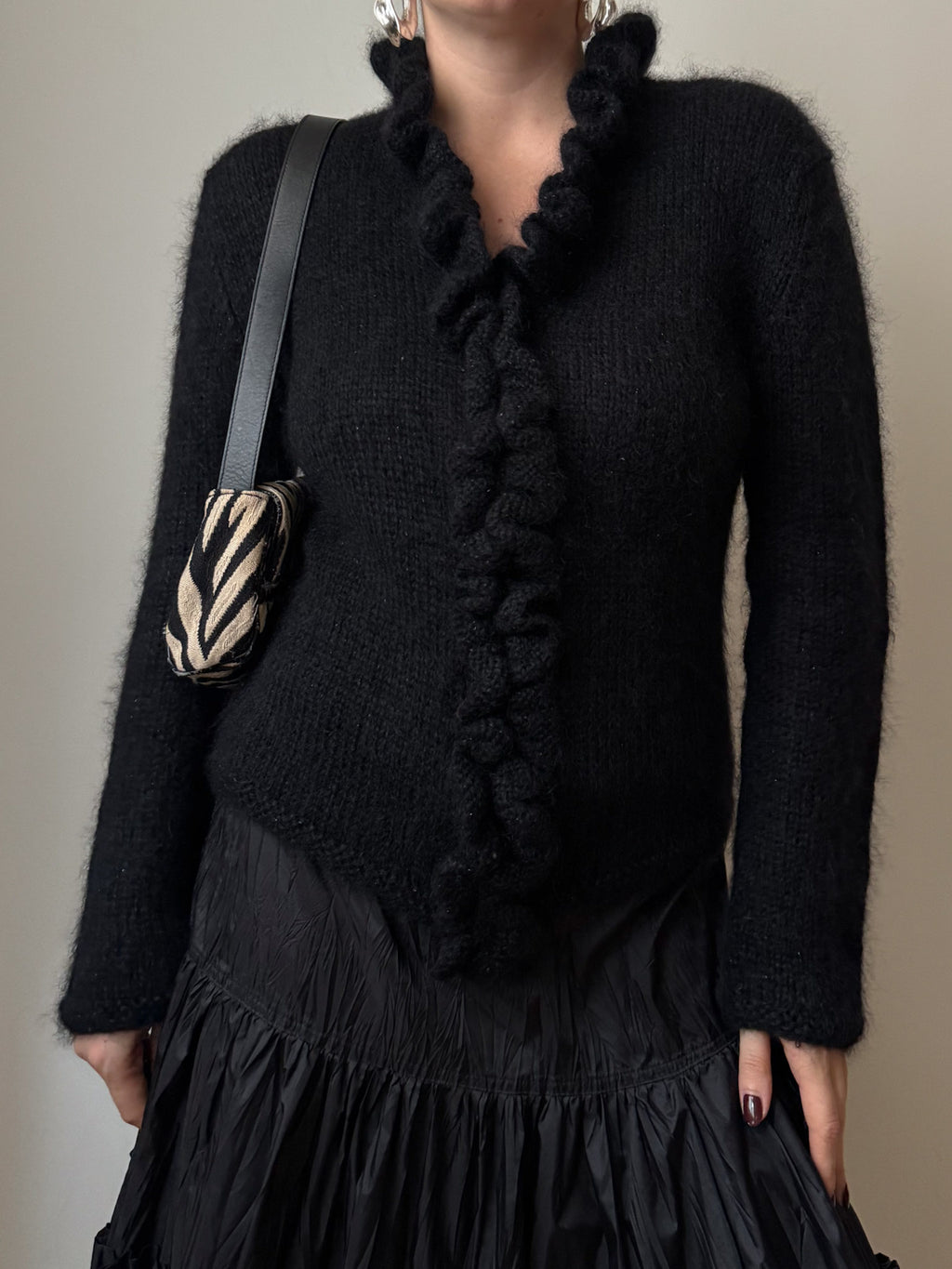 Angora and mohair black cardigan